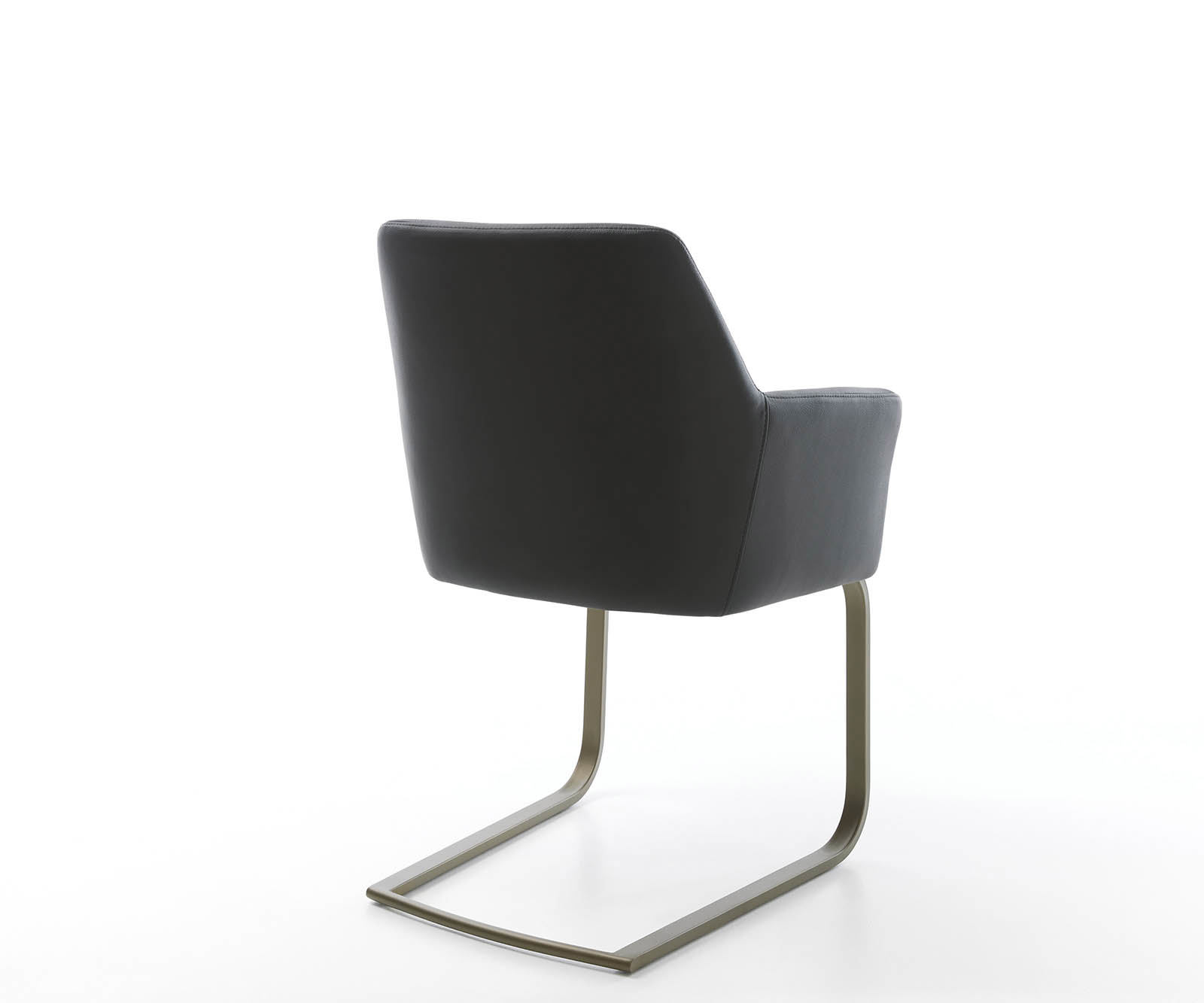 Étkezőszék Xana-Flex karfás valódi bőr fekete étkezőszék lapos titán effekt felület zsákrugós - Image 5