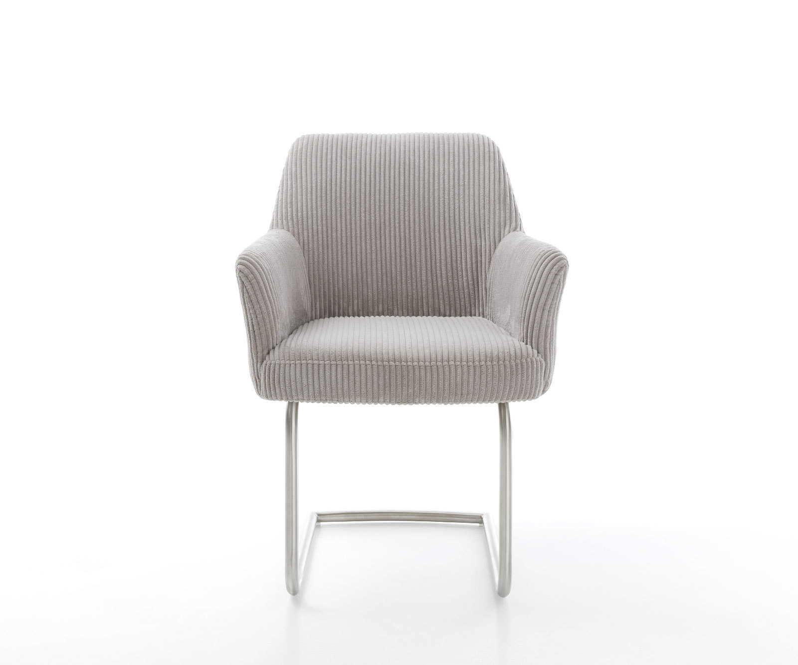 Étkezőszék Xana-Flex kárpitozott karfás mikroszálas ezüstszürke étkezőszék kerek rozsdamentes acél zsákrugós - Image 2