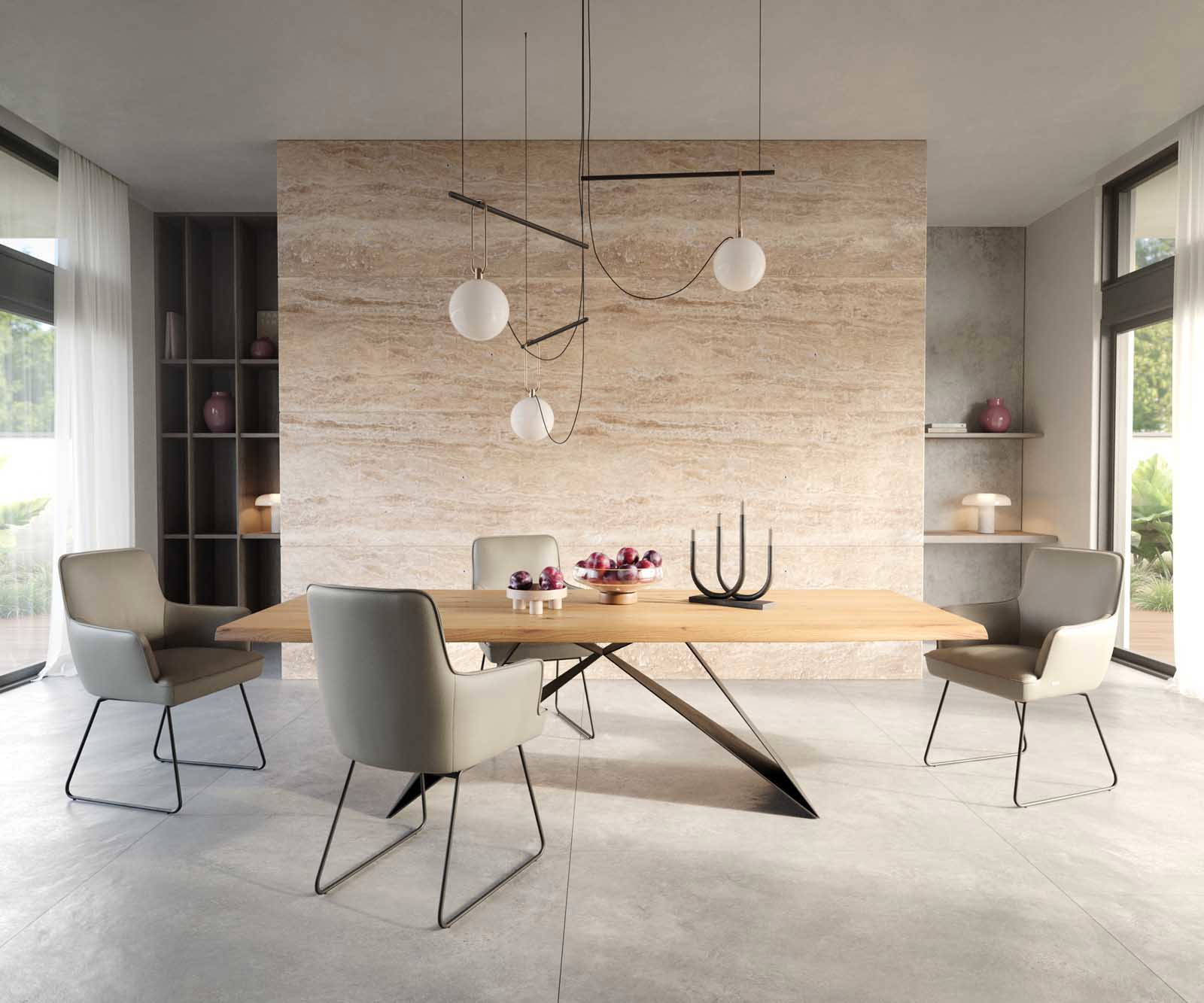 Étkezőszék Heira-Flex karfás valódi bőr sötét bézs vékony lábazat fekete zsákrugós - Image 5