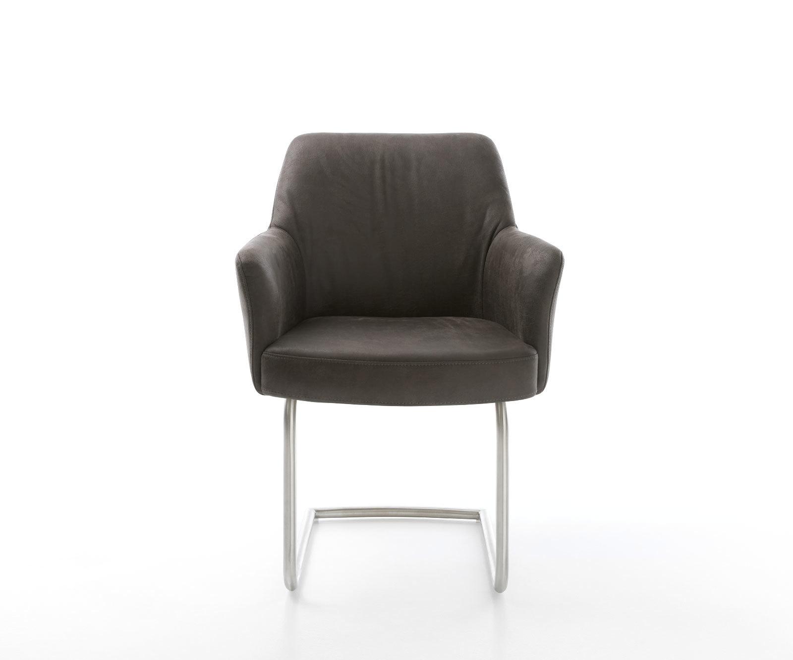 Étkezőszék Xana-Flex kényelmes karfákkal mikroszálas antracit vintage étkezőszék kerek rozsdamentes acél zsákrugós - Image 2