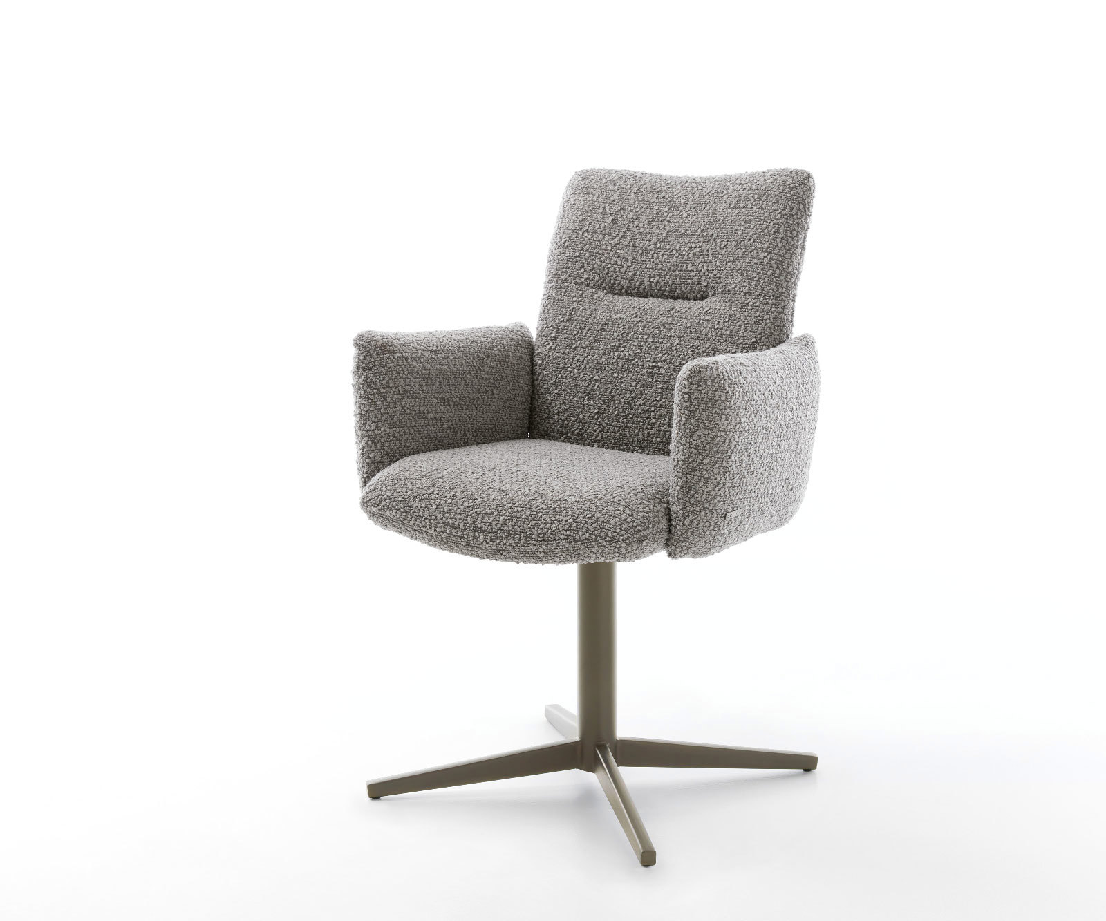 Étkezőszék Jova-Flex karfás bouclé ezüstszürke lábkereszt titán effekt felület 360° forgatható zsákrugós