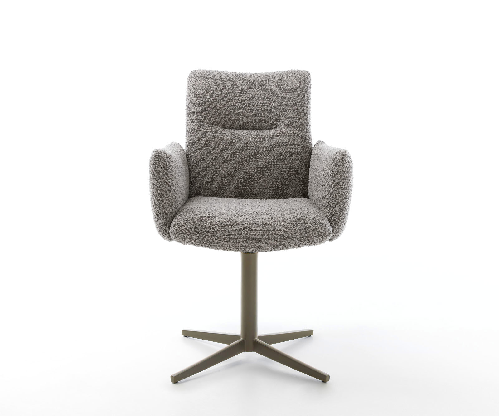 Étkezőszék Jova-Flex karfás bouclé ezüstszürke lábkereszt titán effekt felület 360° forgatható zsákrugós - Image 2