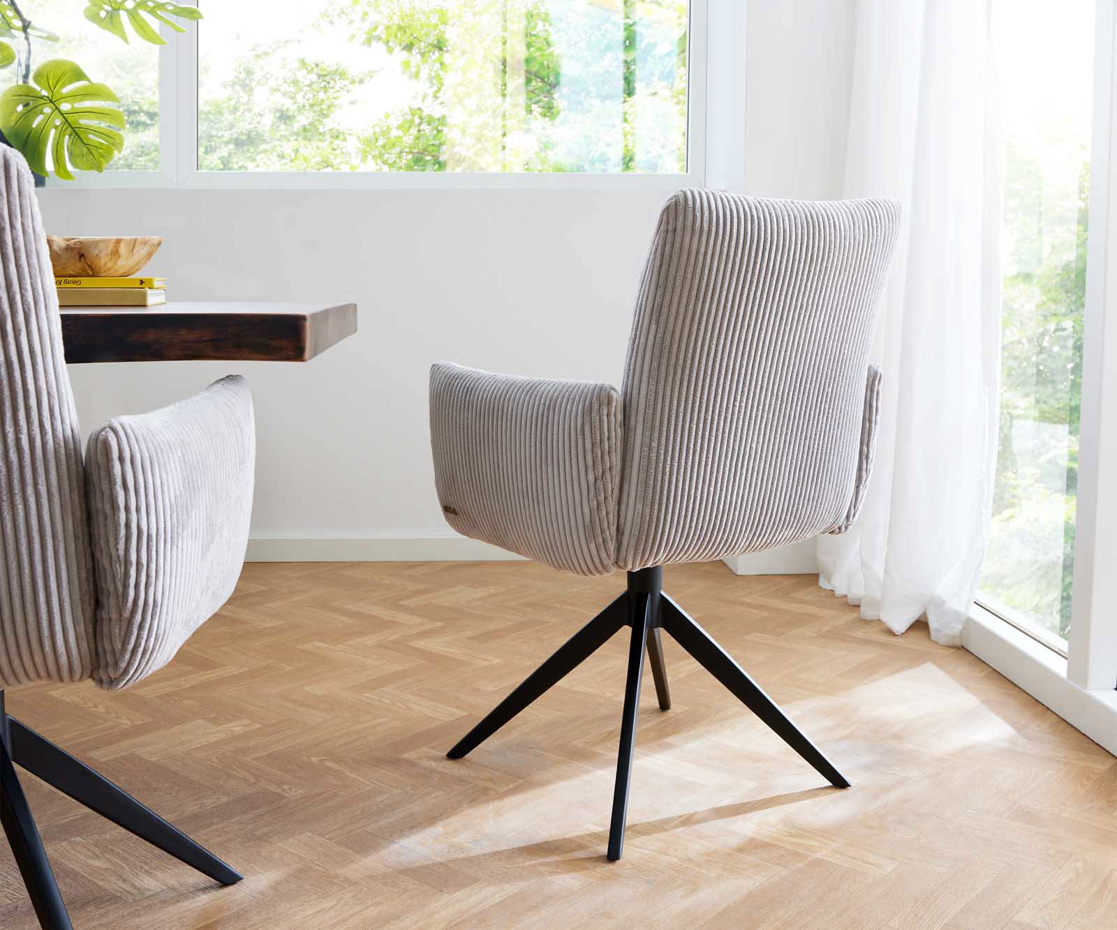 Étkezőszék Jova-Flex karfás mikroszálas ezüstszürke kereszt láb széles fekete 360° forgatható zsákrugós - Image 5