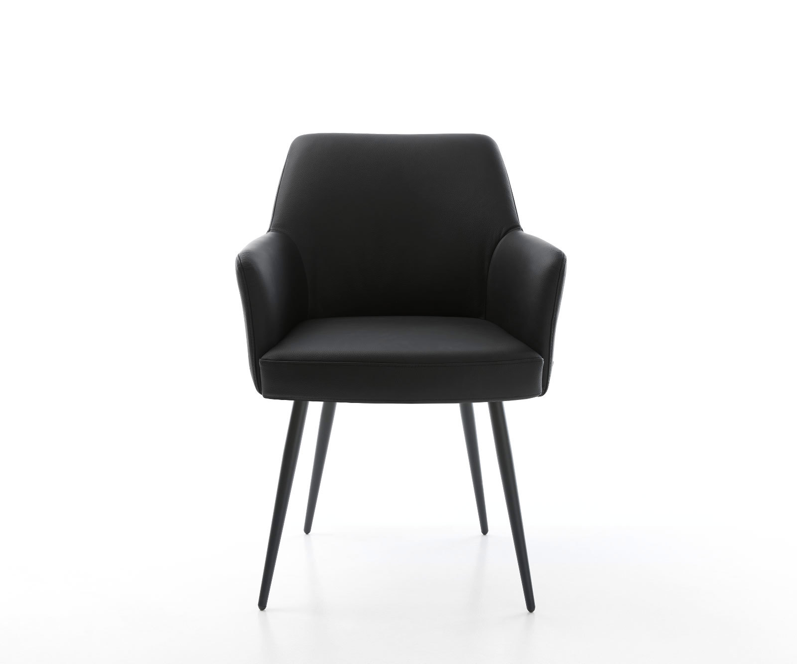 Étkezőszék Xana-Flex karfás valódi bőr fekete 4 lábas kúpos fekete zsákrugós - Image 2