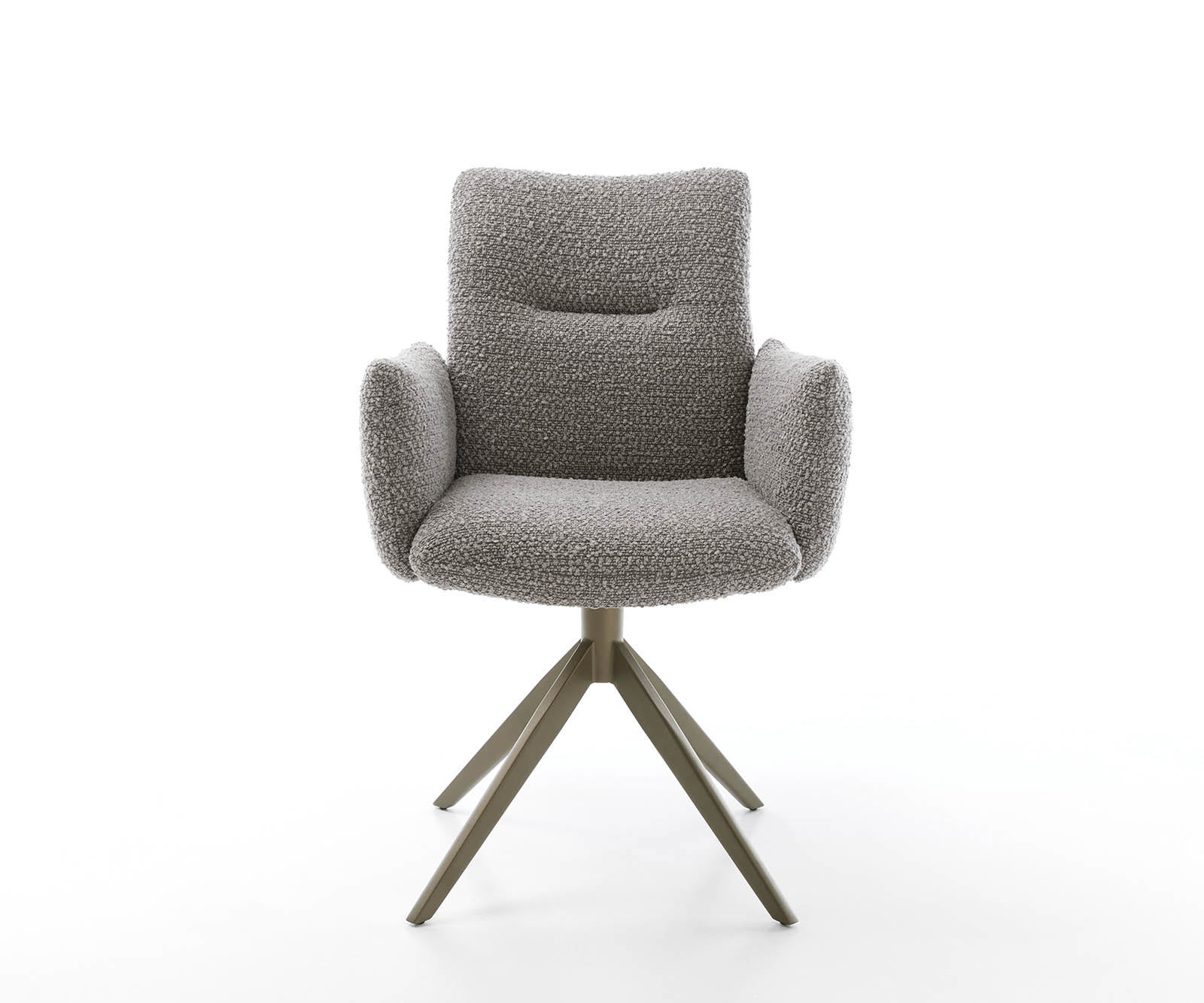 Étkezőszék Jova-Flex karfás bouclé ezüstszürke kereszt láb széles titán effekt felület 360° forgatható zsákrugós - Image 2