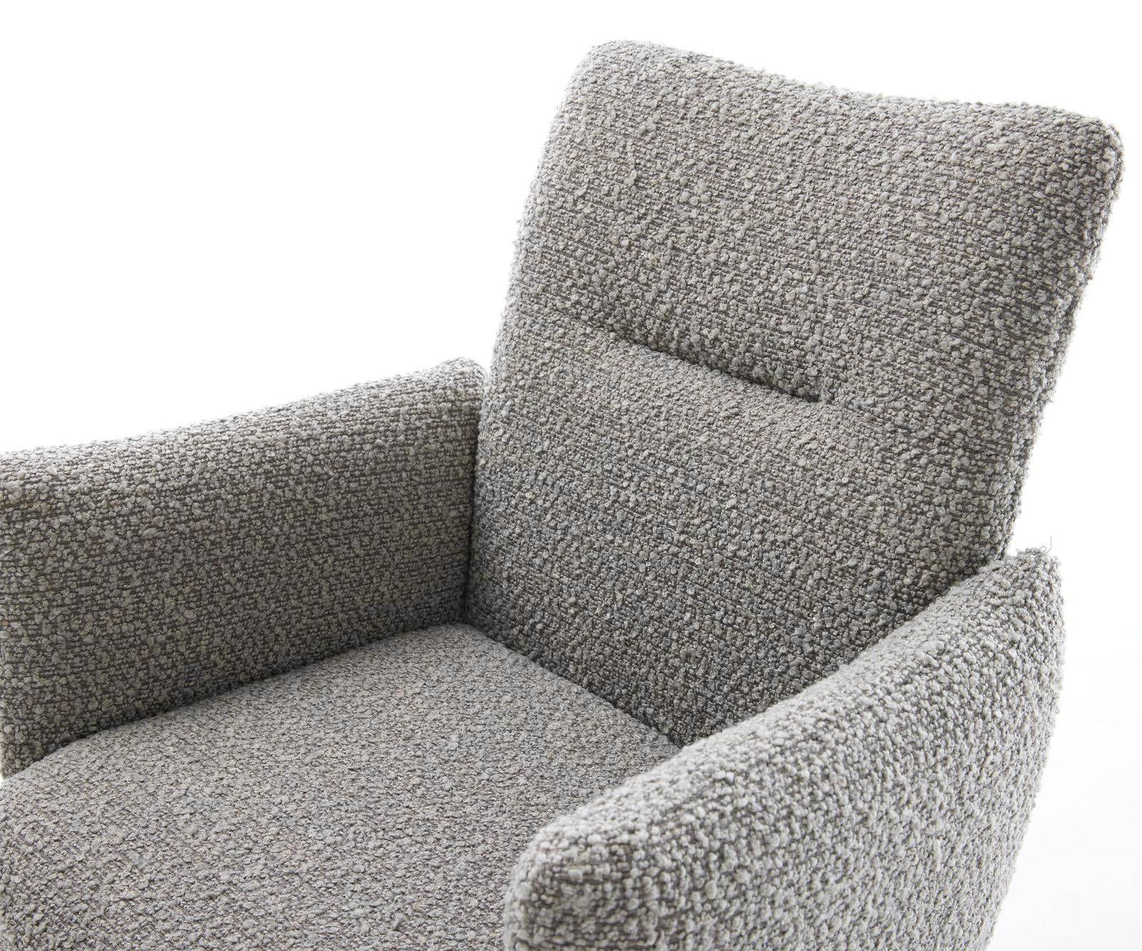 Étkezőszék Jova-Flex karfás bouclé ezüstszürke kereszt láb széles titán effekt felület 360° forgatható zsákrugós - Image 4