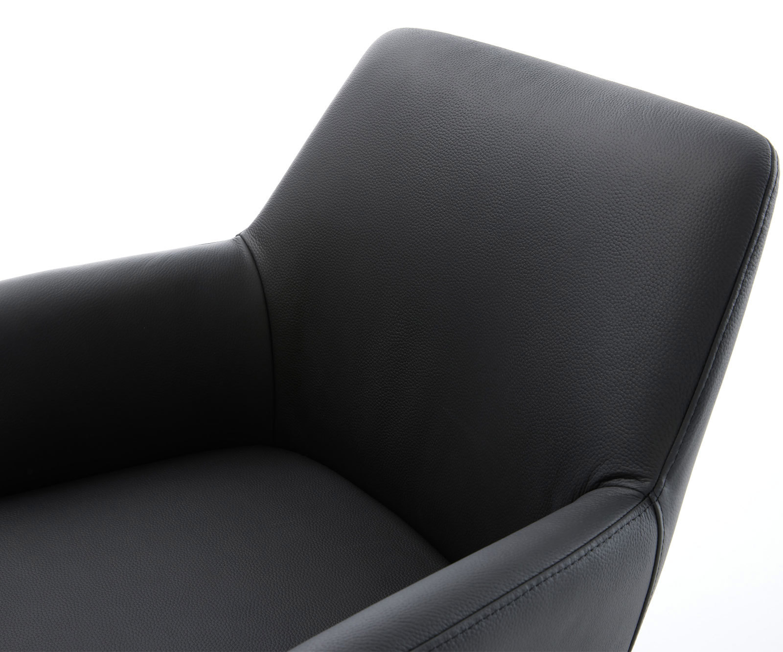 Étkezőszék Xana-Flex karfás valódi bőr fekete 4 láb kúpos rozsdamentes acél zsákrugós - Image 4