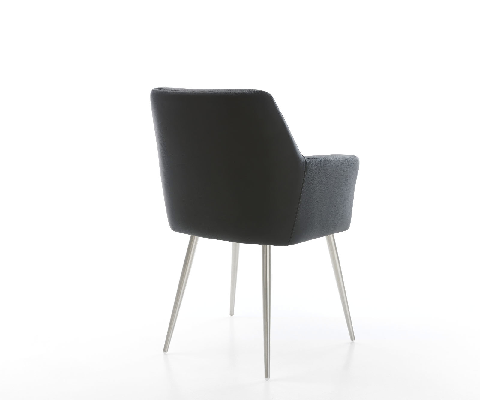 Étkezőszék Xana-Flex karfás valódi bőr fekete 4 láb kúpos rozsdamentes acél zsákrugós - Image 5