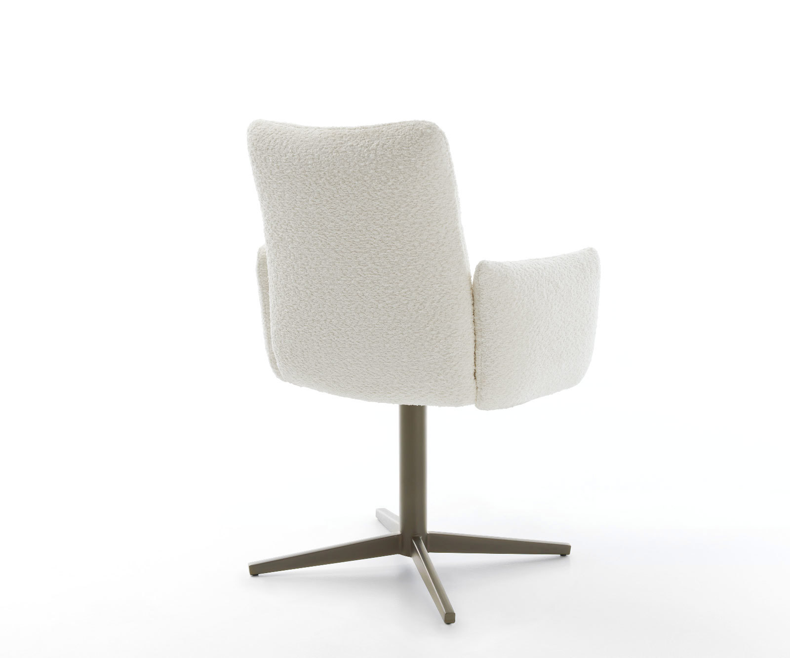 Étkezőszék Jova-Flex karfás bouclé fehér lábkereszt titán effekt felület 360° forgatható zsákrugós - Image 5