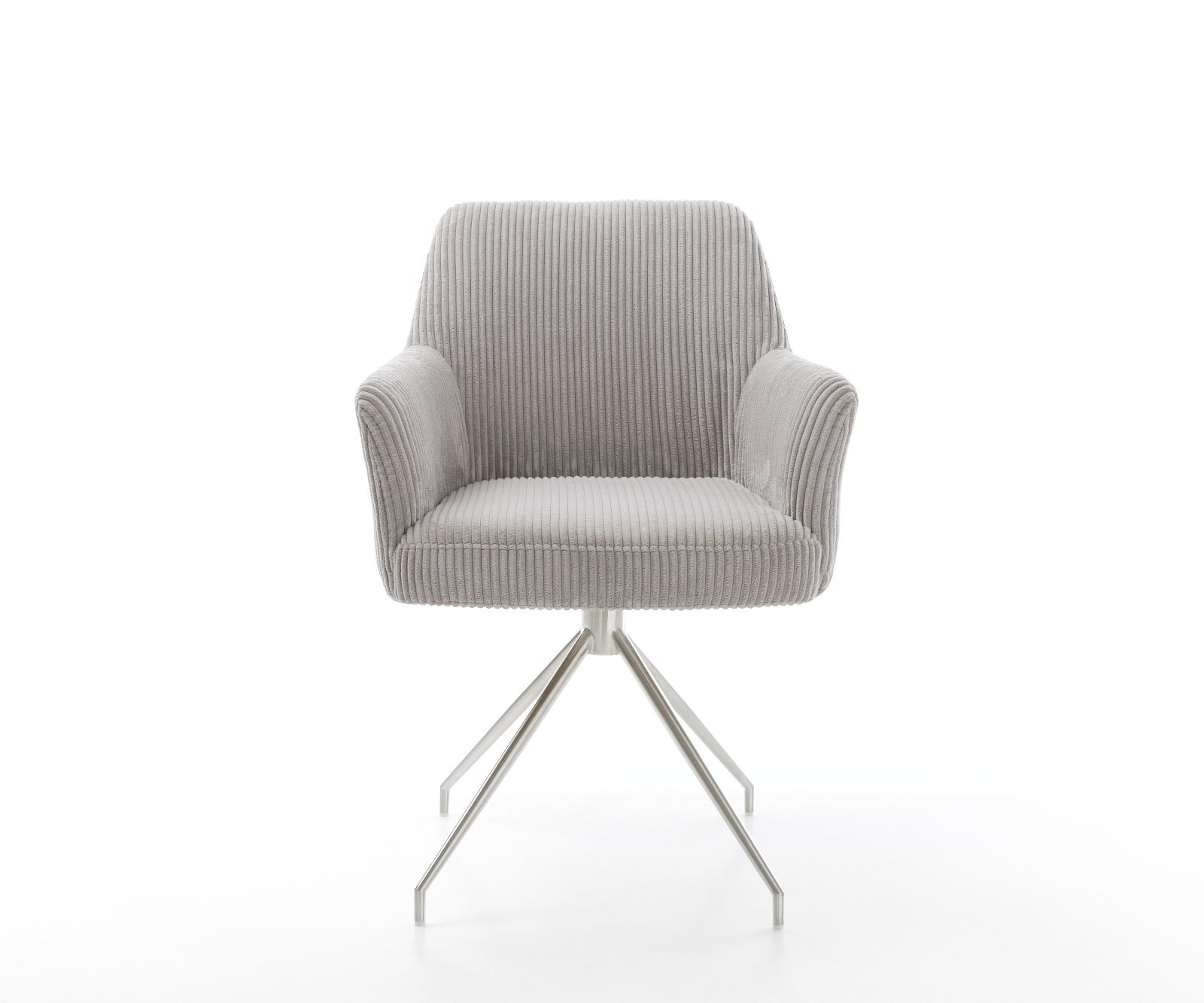 Étkezőszék Xana-Flex karfás mikroszálas ezüstszürke kereszt láb kúpos rozsdamentes acél 180° forgatható zsákrugós - Image 2