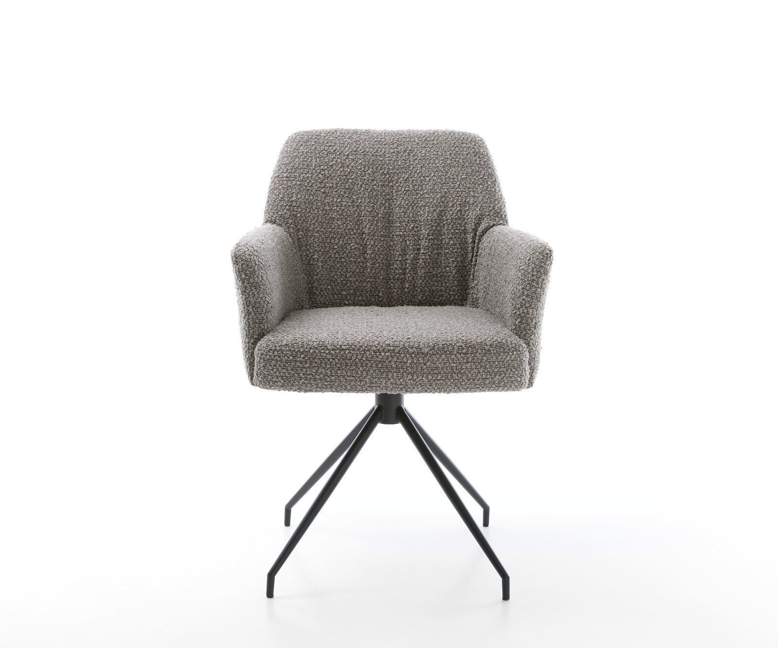 Étkezőszék Xana-Flex karfás bouclé ezüstszürke kúpos kereszt láb fekete 180° forgatható zsákrugós - Image 2