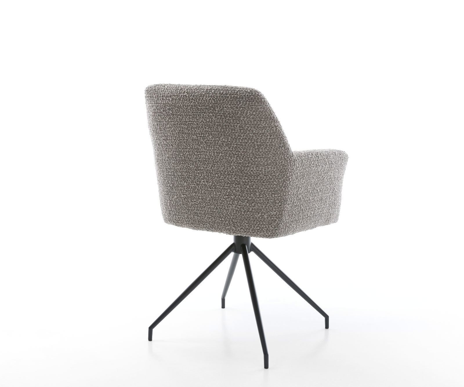 Étkezőszék Xana-Flex karfás bouclé ezüstszürke kúpos kereszt láb fekete 180° forgatható zsákrugós - Image 5