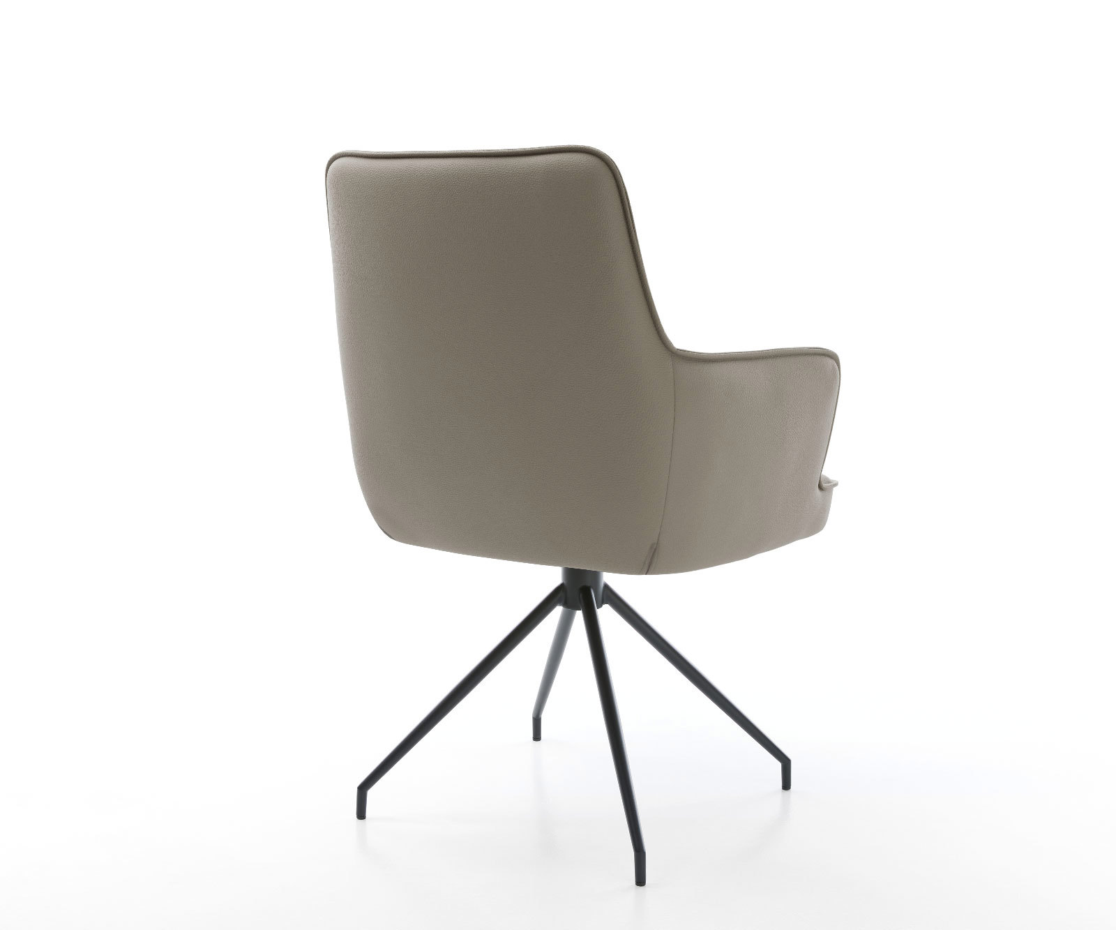 Étkezőszék Heira-Flex karfás valódi bőr sötét bézs kúpos kereszt láb fekete 180° forgatható zsákrugós - Image 5