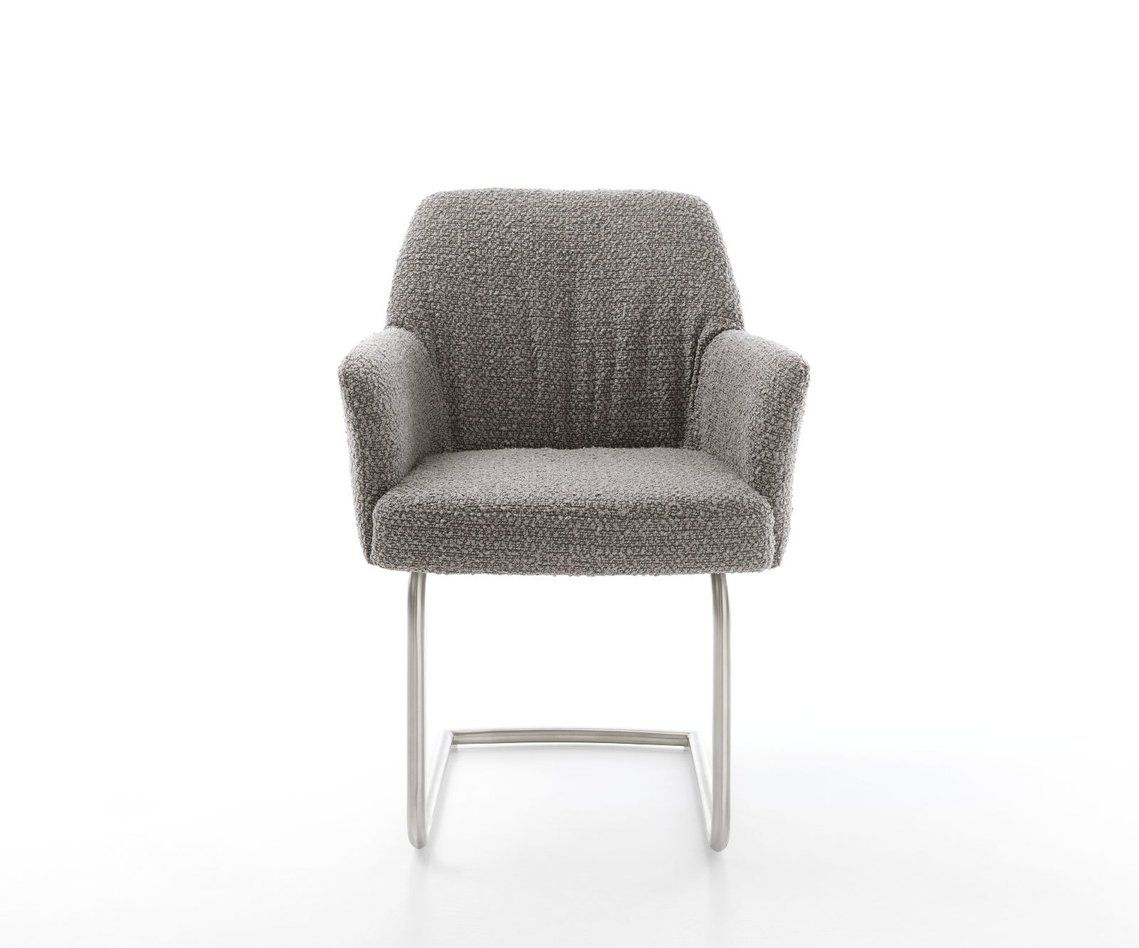 Étkezőszék Xana-Flex karfás bouclé ezüstszürke étkezőszék kerek rozsdamentes acél zsákrugós - Image 2