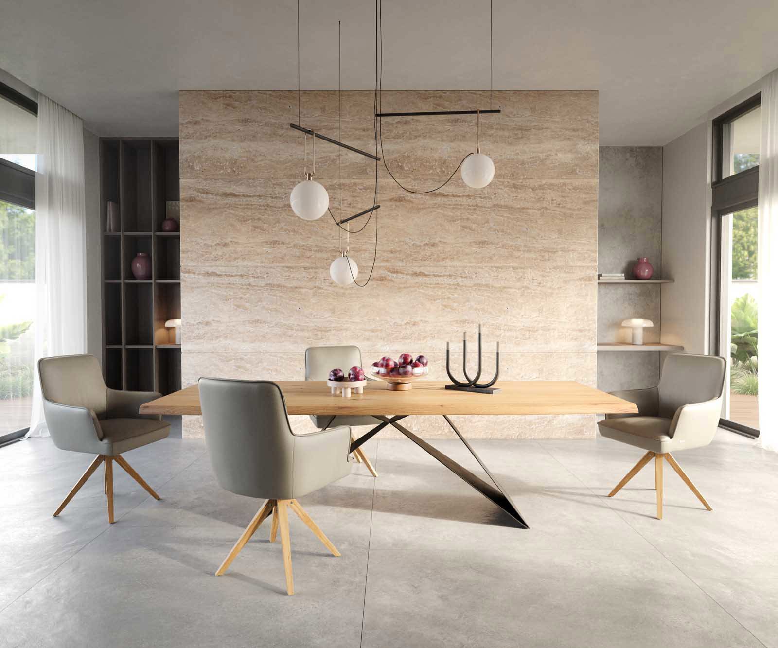 Étkezőszék Heira-Flex karfás valódi bőr sáfrányszínű fa láb szögletes természetes 180° forgatható zsákrugós - Image 5