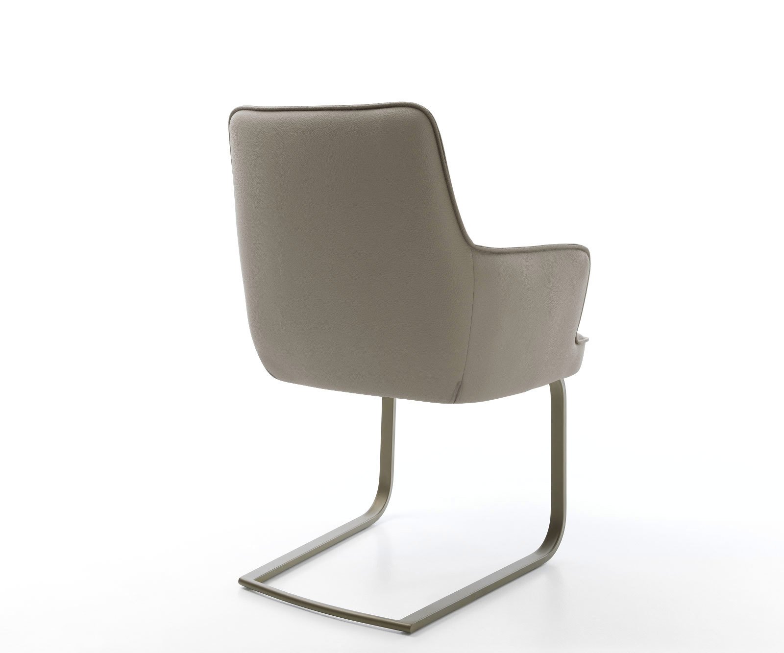 Étkezőszék Heira-Flex karfás valódi bőr sötét bézs étkezőszék lapos titán effekt felület zsákrugós - Image 5