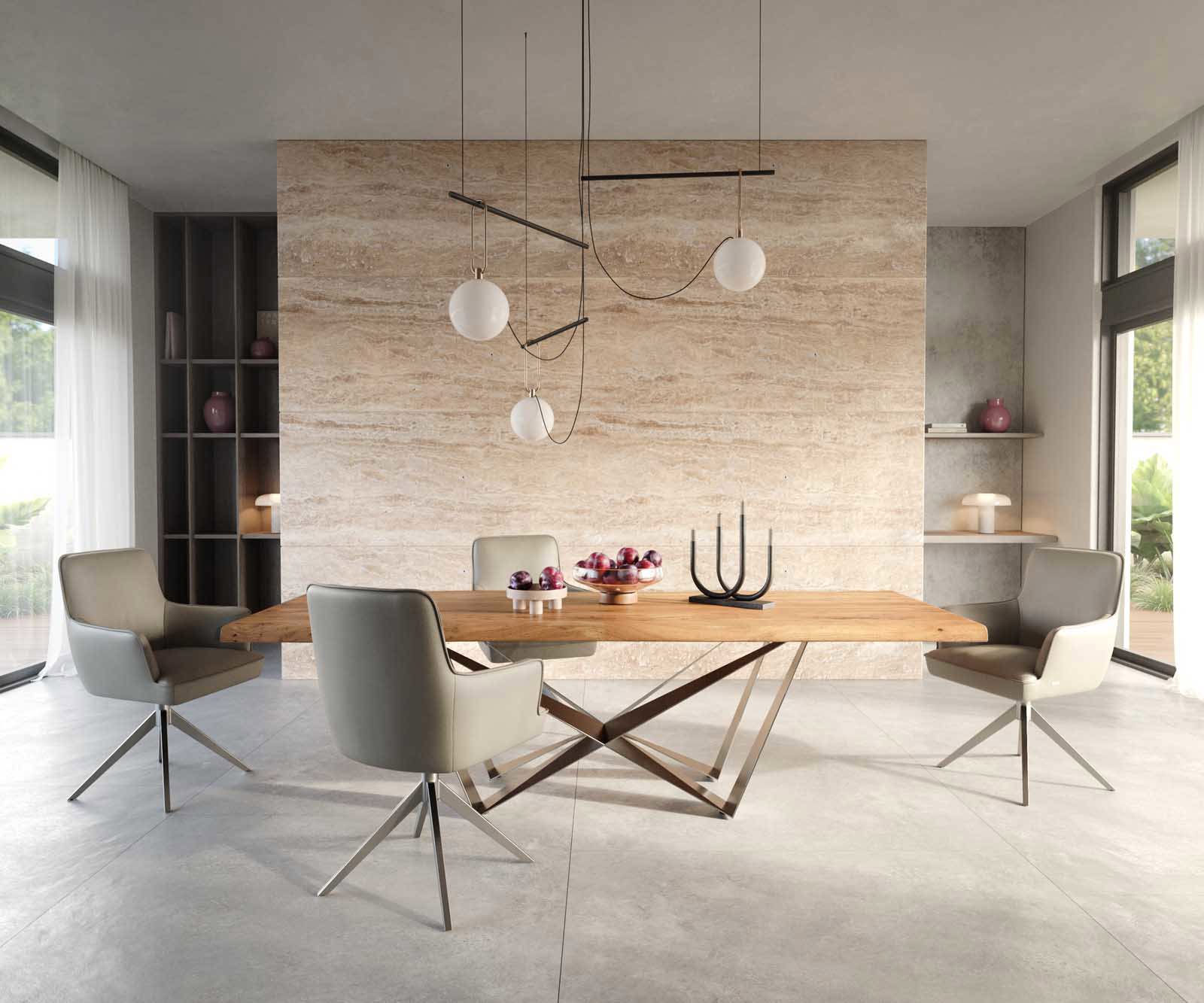 Étkezőszék Heira-Flex karfás valódi bőr sötét bézs kereszt láb széles rozsdamentes acél 360° forgatható zsákrugós - Image 5