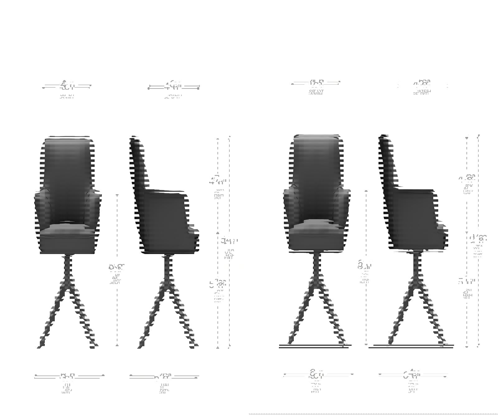 Étkezőszék Heira-Flex karfás valódi bőr sötét bézs kereszt láb széles rozsdamentes acél 360° forgatható zsákrugós - Image 6