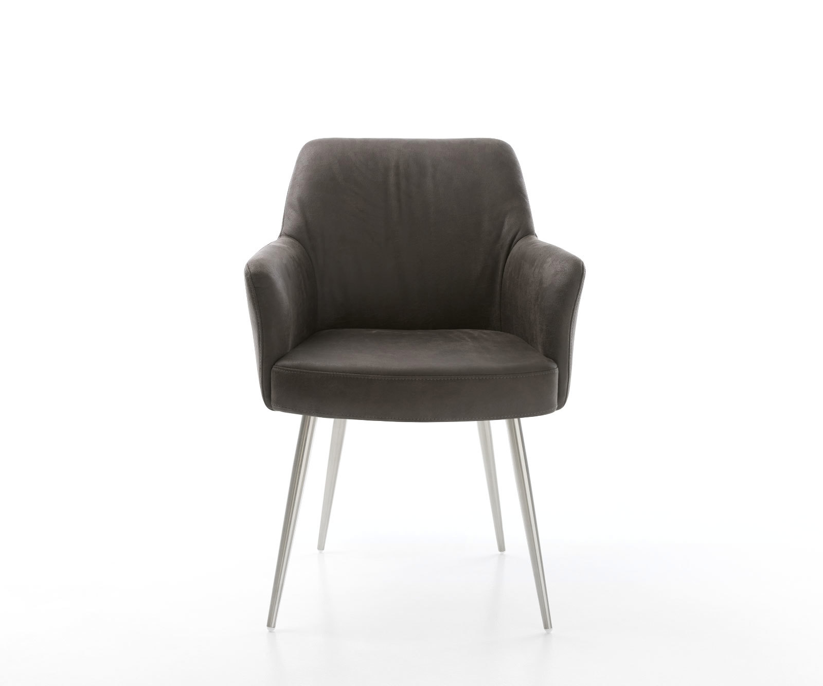 Étkezőszék Xana-Flex karfás mikroszálas antracit vintage 4 lábú kúpos rozsdamentes acél zsákrugós - Image 2