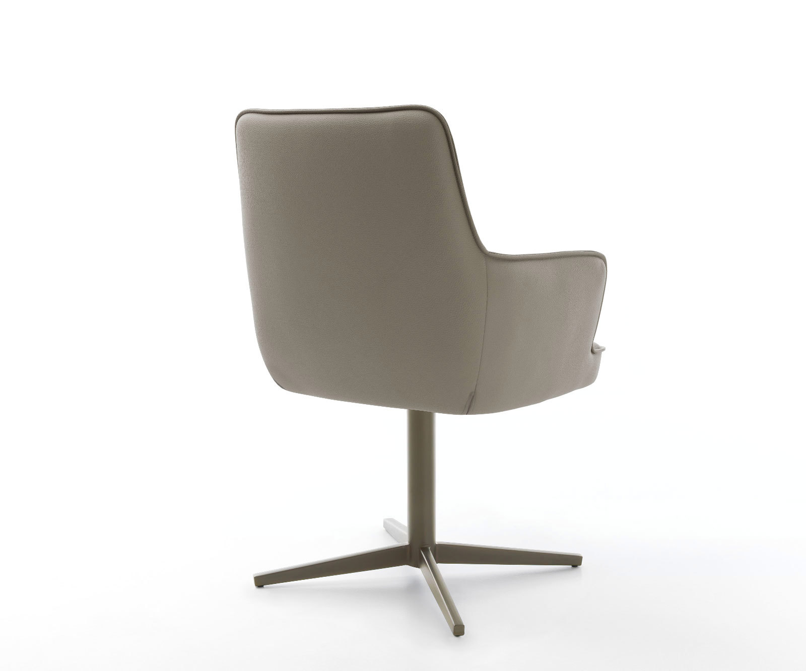 Étkezőszék Heira-Flex karfás valódi bőr sötétbézs láb effekt felület titán 360° forgatható zsákrugós - Image 5