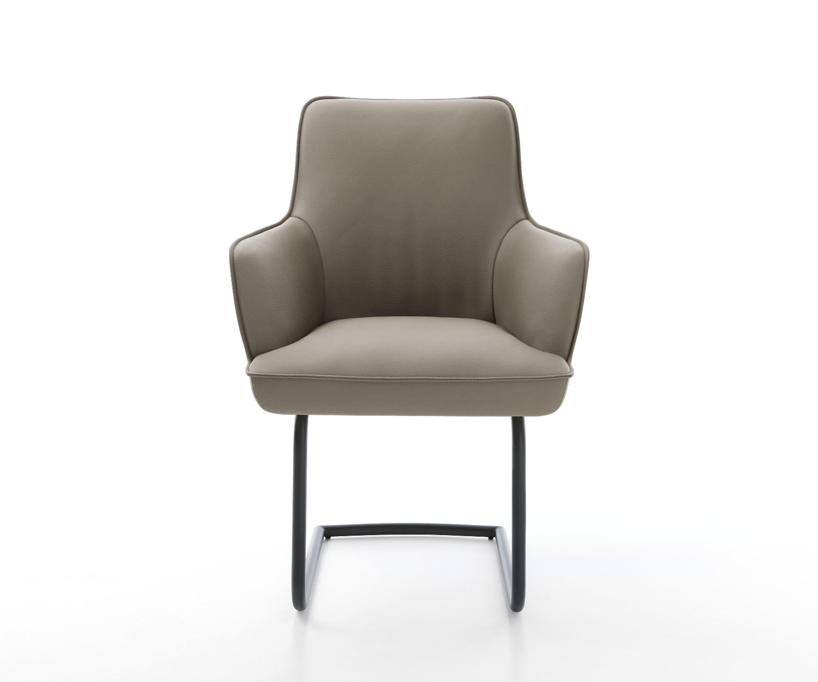 Étkezőszék Heira-Flex karfás valódi bőr sötét bézs kerek fekete zsákrugós étkezőszék - Image 2