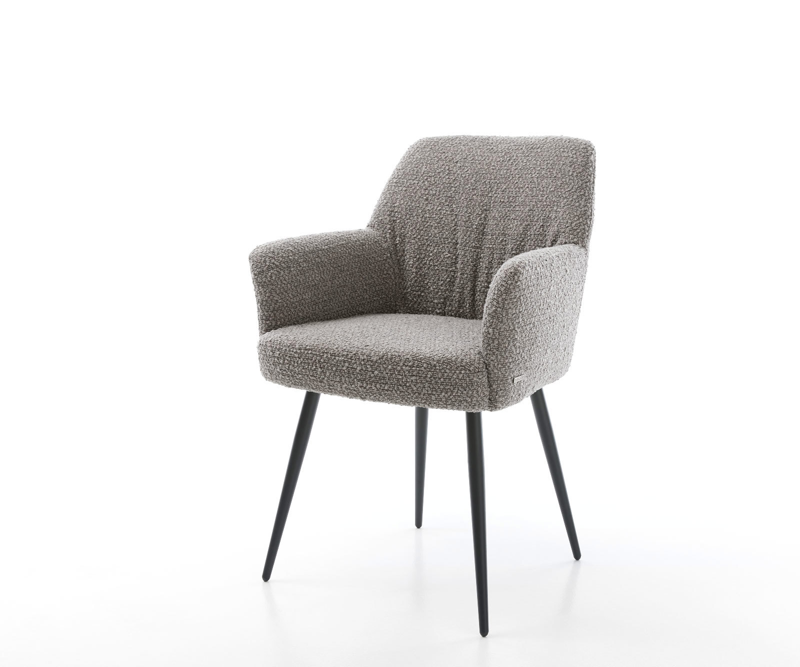 Étkezőszék Xana-Flex karfás bouclé ezüstszürke 4 lábas kúpos fekete zsákrugós