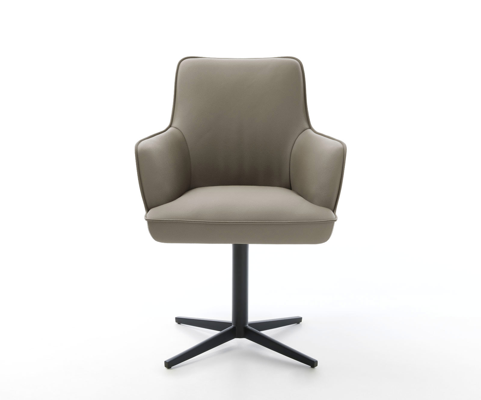 Étkezőszék Heira-Flex karfás valódi bőr sávsárga fekete láb 360° forgatható zsákrugós - Image 2