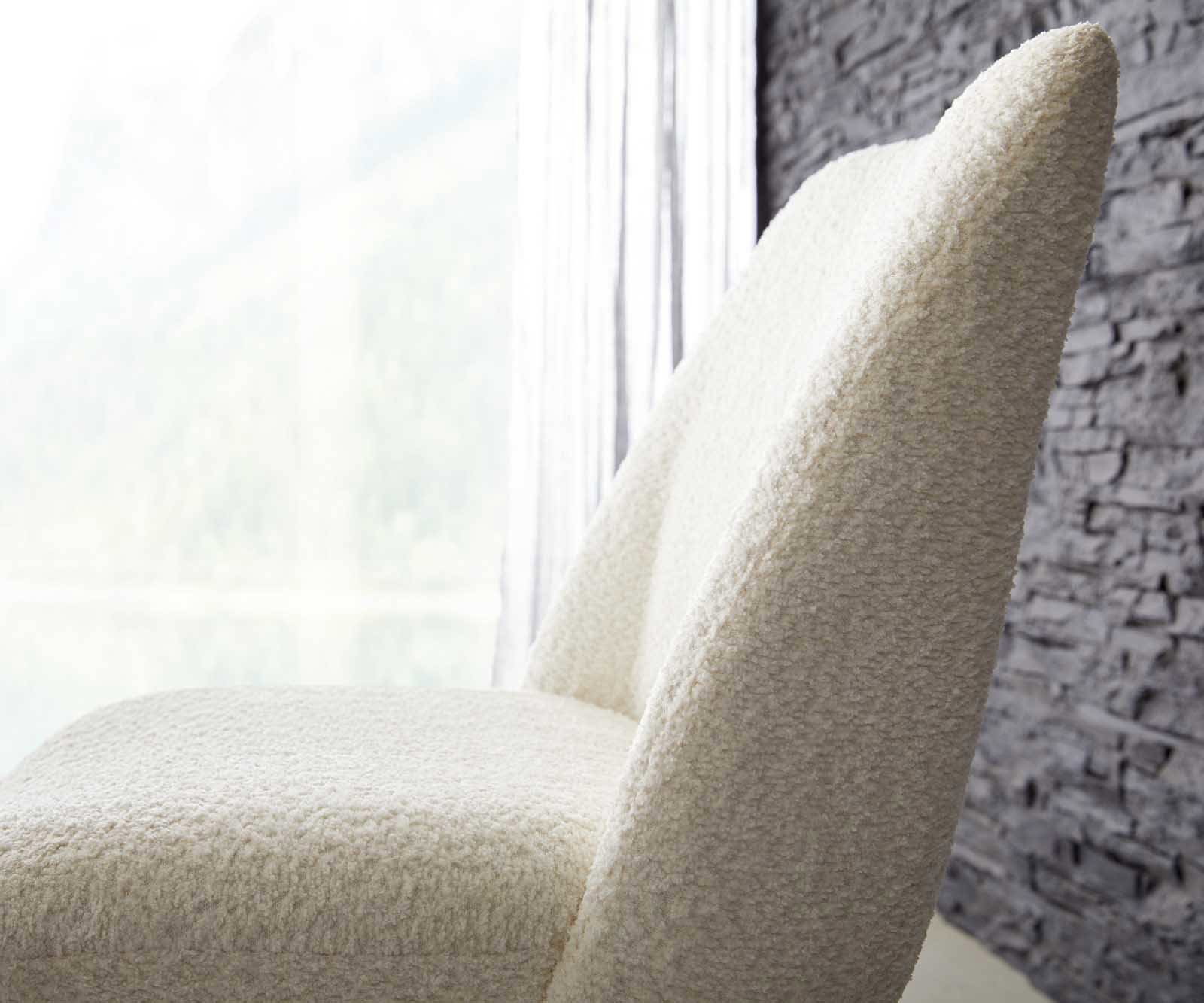 Étkezőszék Elso-Flex bouclé fehér fa láb szögletes természetes 180° forgatható zsákrugós - Image 4