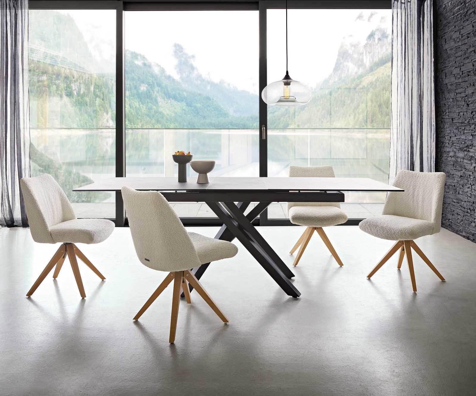 Étkezőszék Elso-Flex bouclé fehér fa láb szögletes természetes 180° forgatható zsákrugós - Image 6