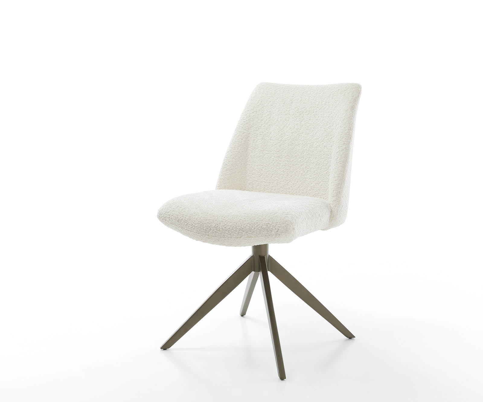 Étkezőszék Elso-Flex bouclé fehér kereszt láb széles titán effekt felület 360° forgatható zsákrugós