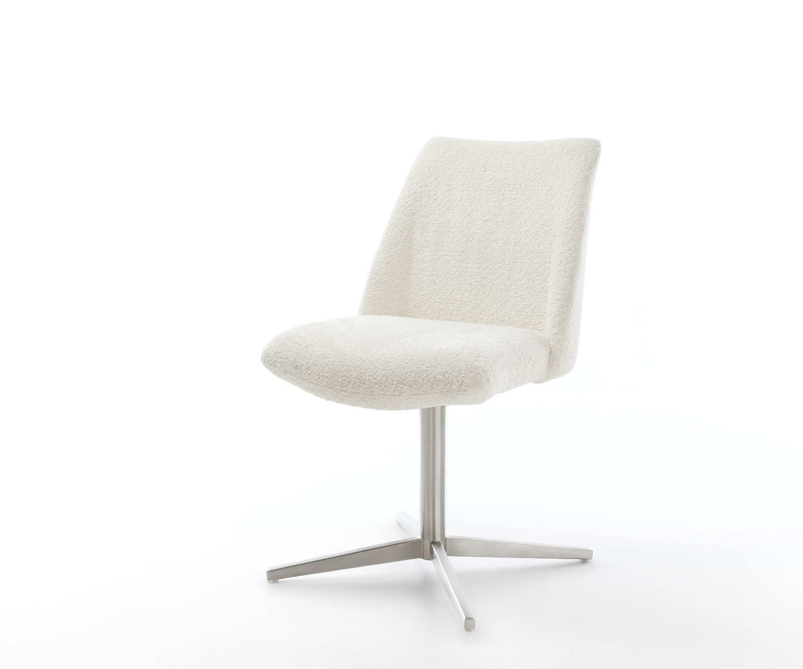 Étkezőszék Elso-Flex bouclé fehér rozsdamentes acél láb 360° forgatható zsákrugós