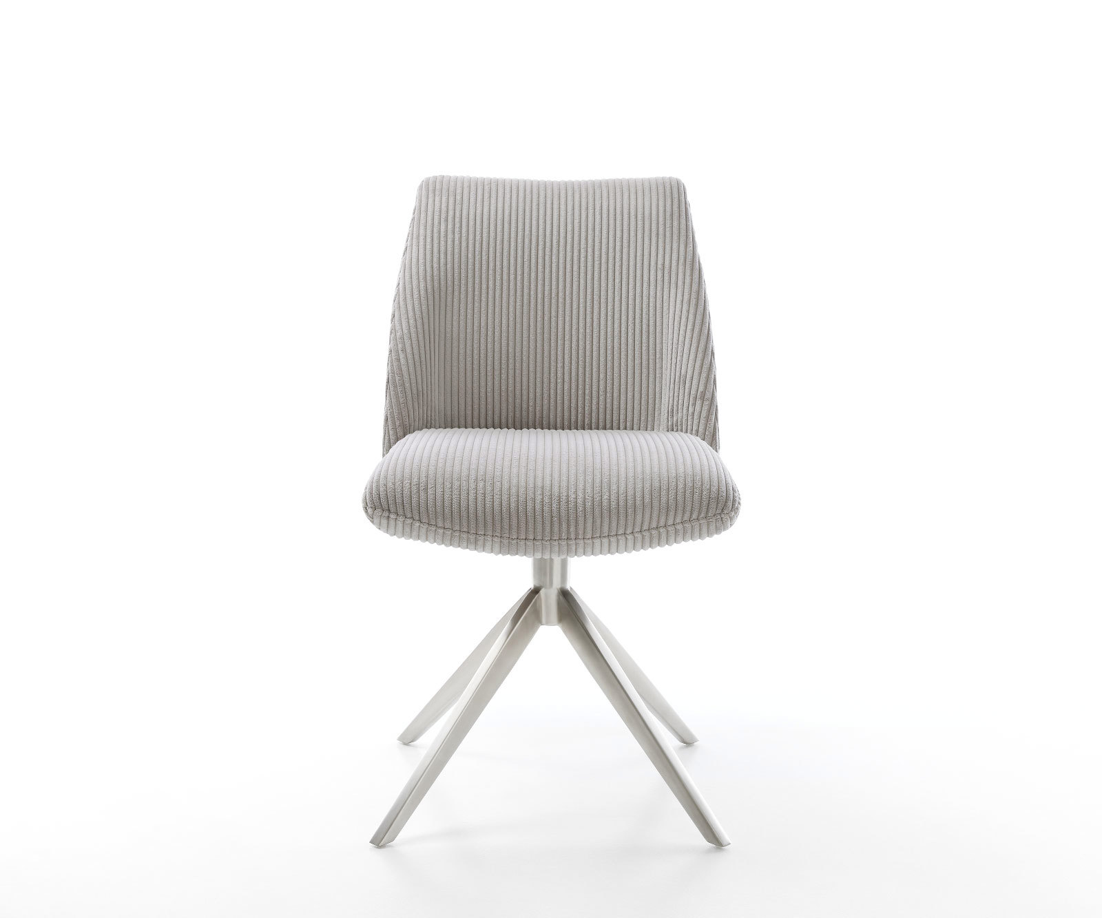 Étkezőszék Elso-Flex plüss kordbársony ezüstszürke kereszt láb széles rozsdamentes acél 360° forgatható zsákrugós matrac - Image 2