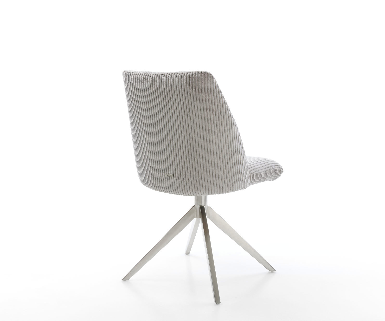 Étkezőszék Elso-Flex plüss kordbársony ezüstszürke kereszt láb széles rozsdamentes acél 360° forgatható zsákrugós matrac - Image 5