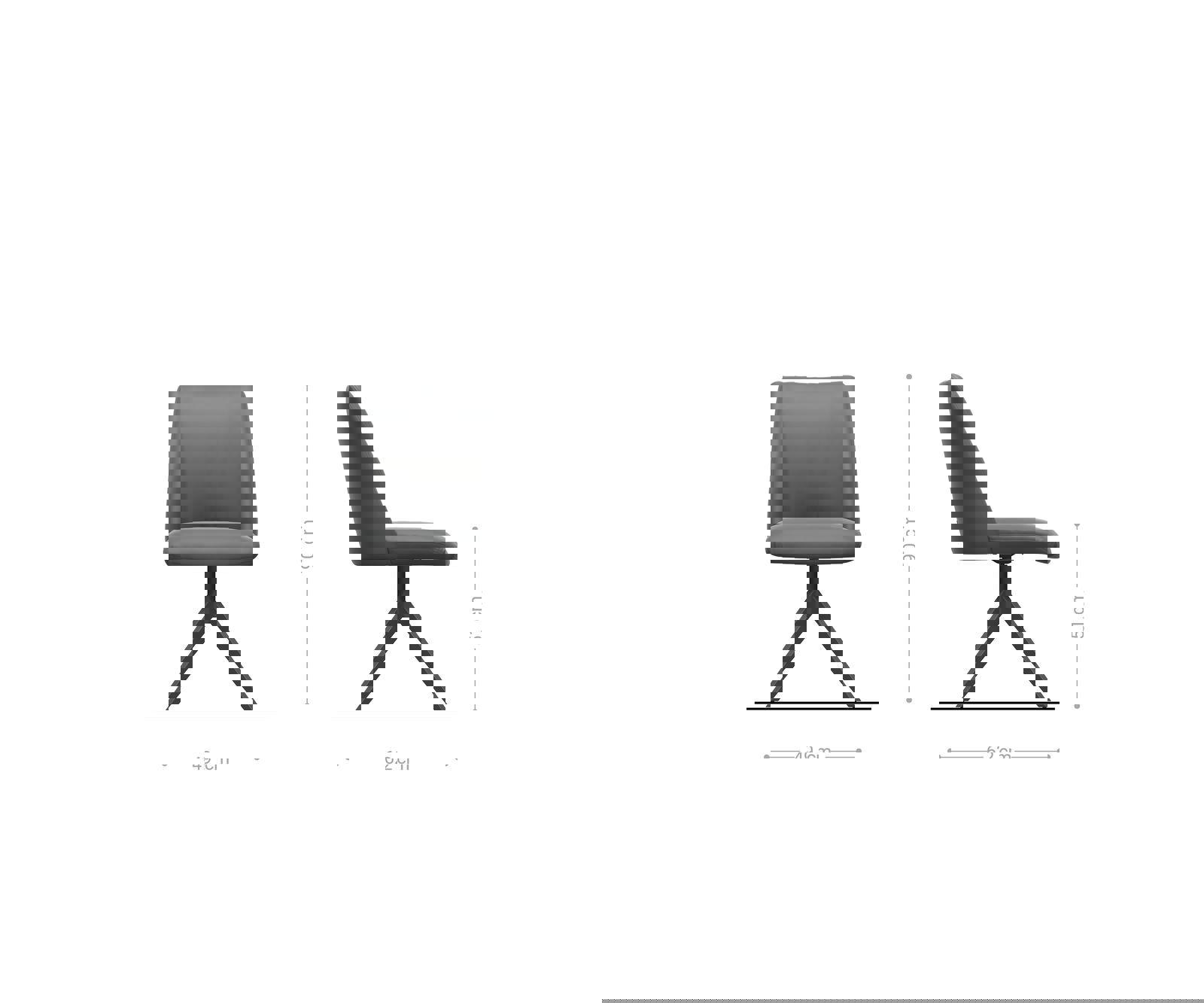 Étkezőszék Elso-Flex plüss kordbársony ezüstszürke kereszt láb széles rozsdamentes acél 360° forgatható zsákrugós matrac - Image 6