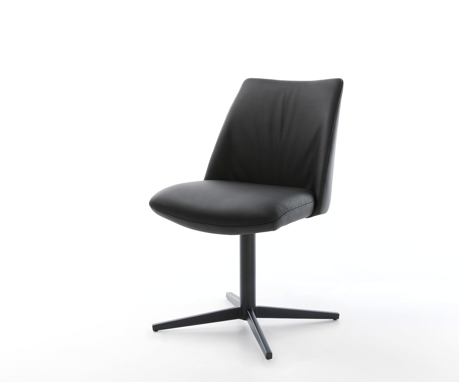 Étkezőszék Elso-Flex valódi bőr fekete fekete láb 360° forgatható zsákrugó