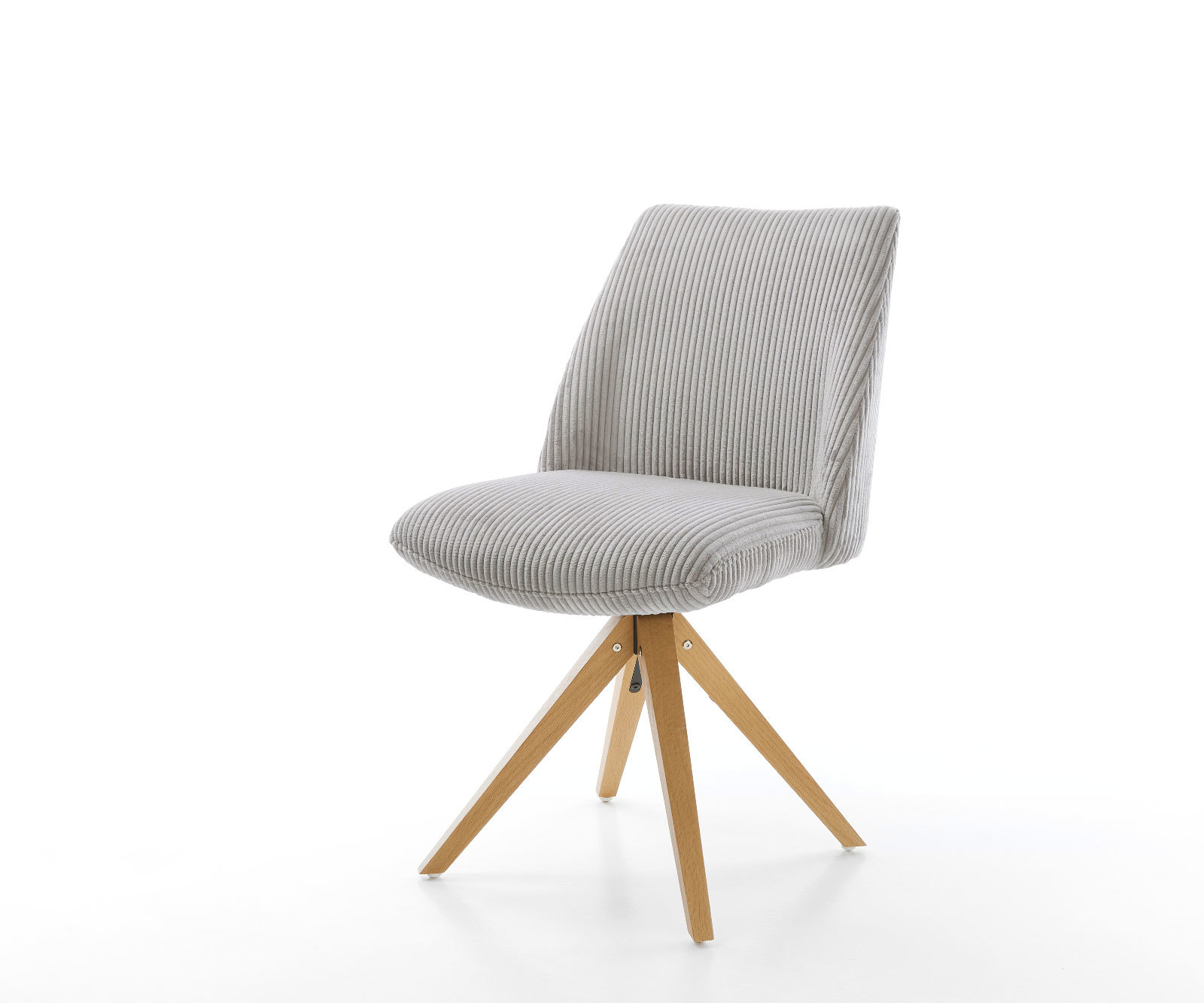 Étkezőszék Elso-Flex plüss kordbársony ezüstszürke fa láb szögletes természetes 180° forgatható zsákrugós