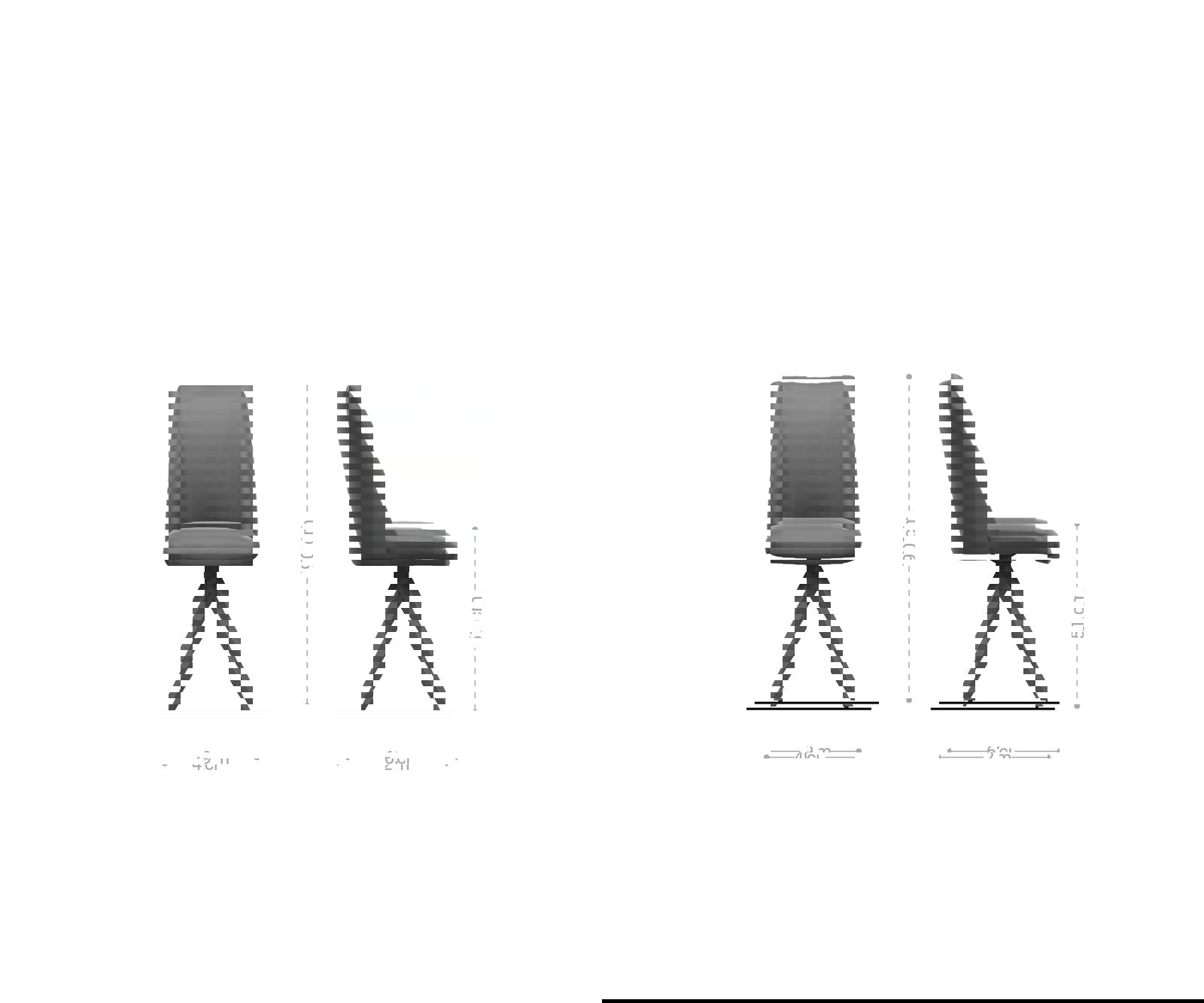 Étkezőszék Elso-Flex plüss kordbársony ezüstszürke fa láb szögletes természetes 180° forgatható zsákrugós - Image 6