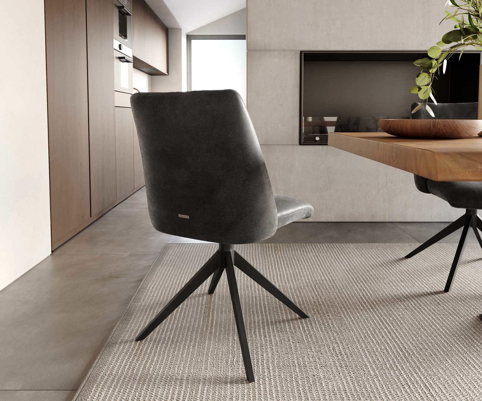 Étkezőszék Elso-Flex mikroszálas antracit vintage kereszt láb széles fekete 360° forgatható zsákrugó - Image 4