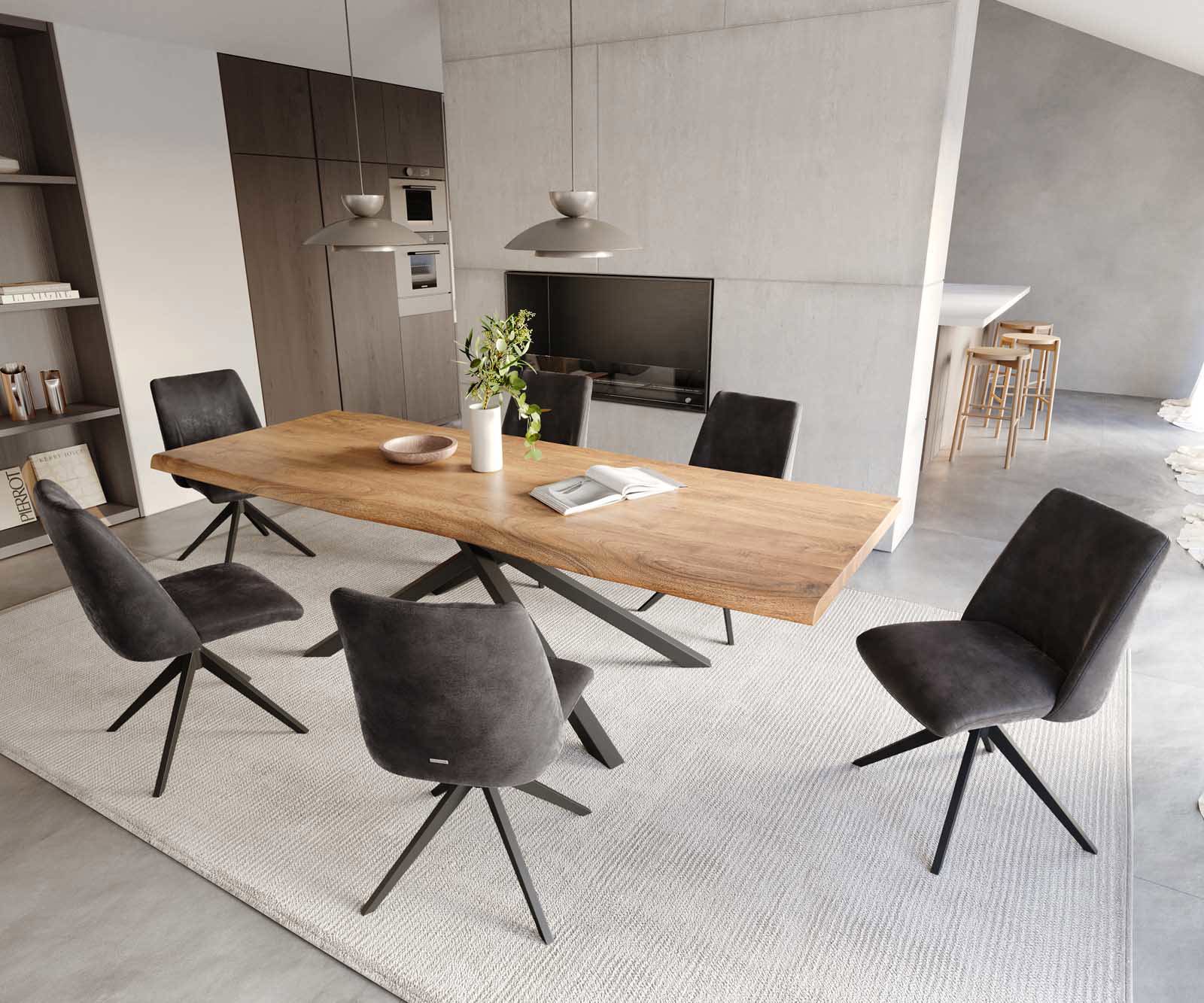 Étkezőszék Elso-Flex mikroszálas antracit vintage kereszt láb széles fekete 360° forgatható zsákrugó - Image 5