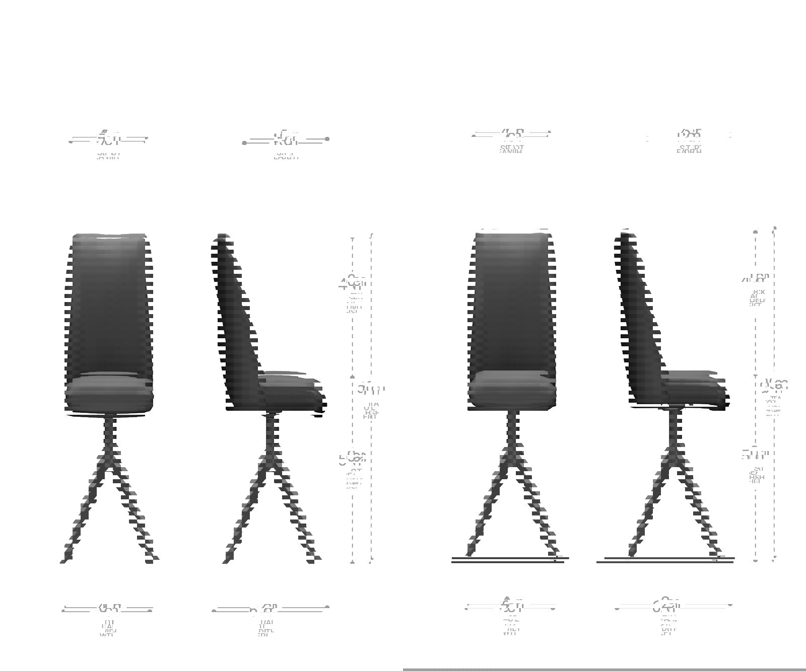 Étkezőszék Elso-Flex mikroszálas antracit vintage kereszt láb széles fekete 360° forgatható zsákrugó - Image 6