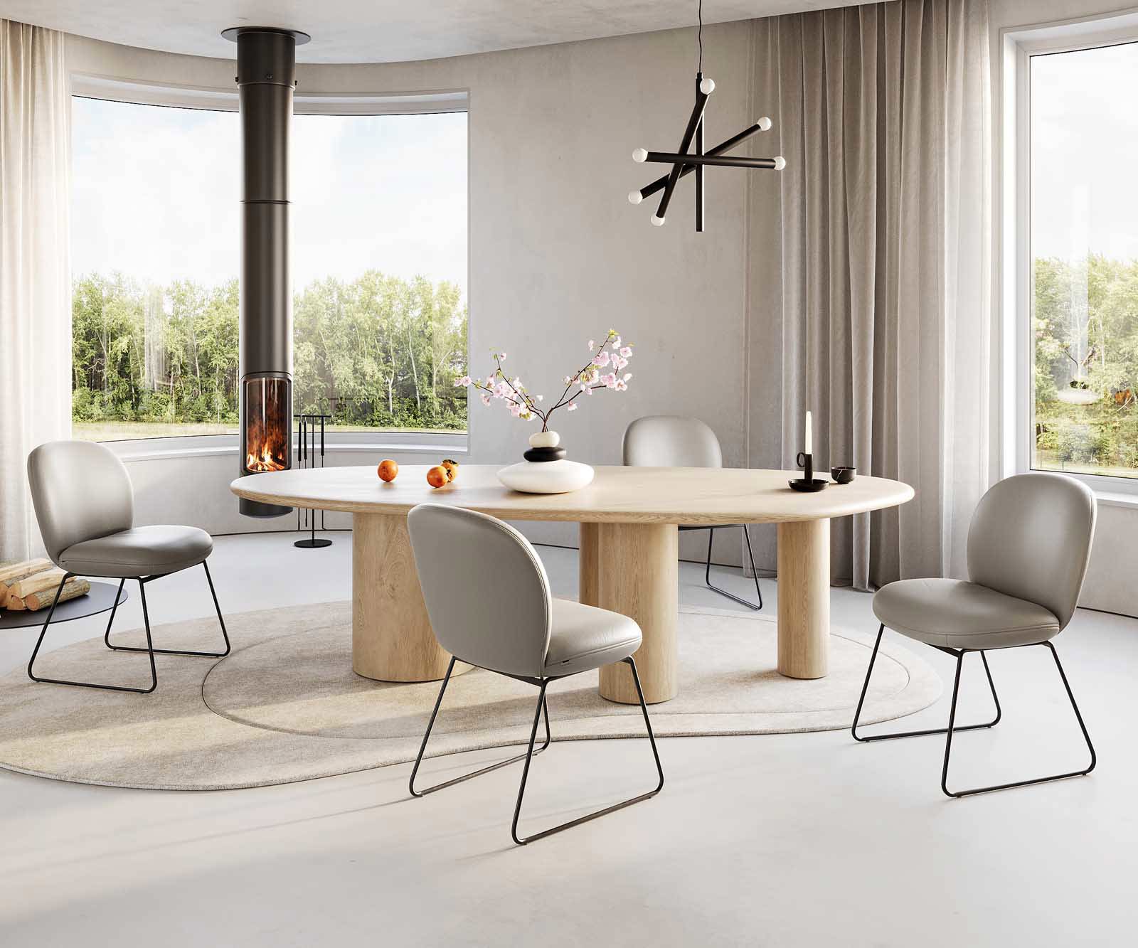 Étkezőszék Nube-Flex valódi bőr sötét bézs vékony lábazat fekete zsákrugós - Image 5