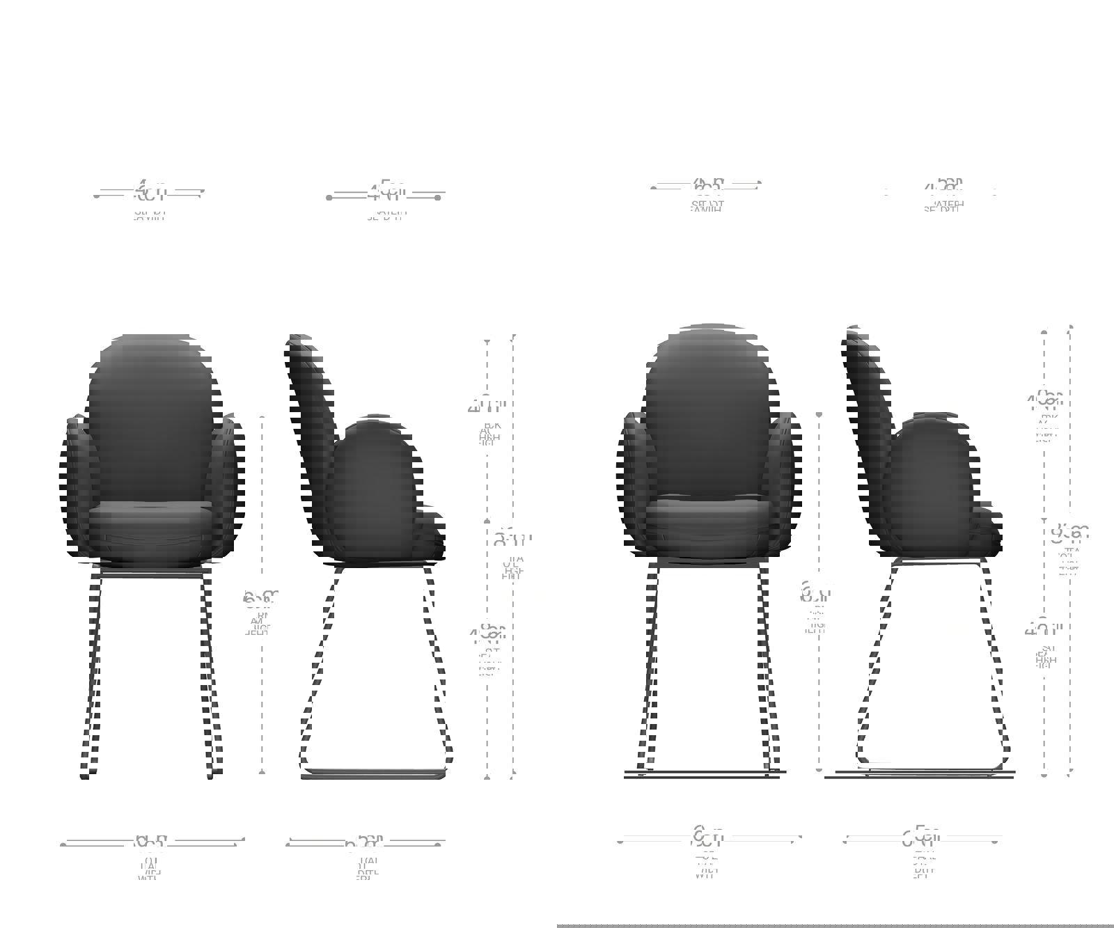 Étkezőszék Nube-Flex kényelmes karfás valódi bőr sötét bézs vékony fém lábazat fekete zsákrugós - Image 6