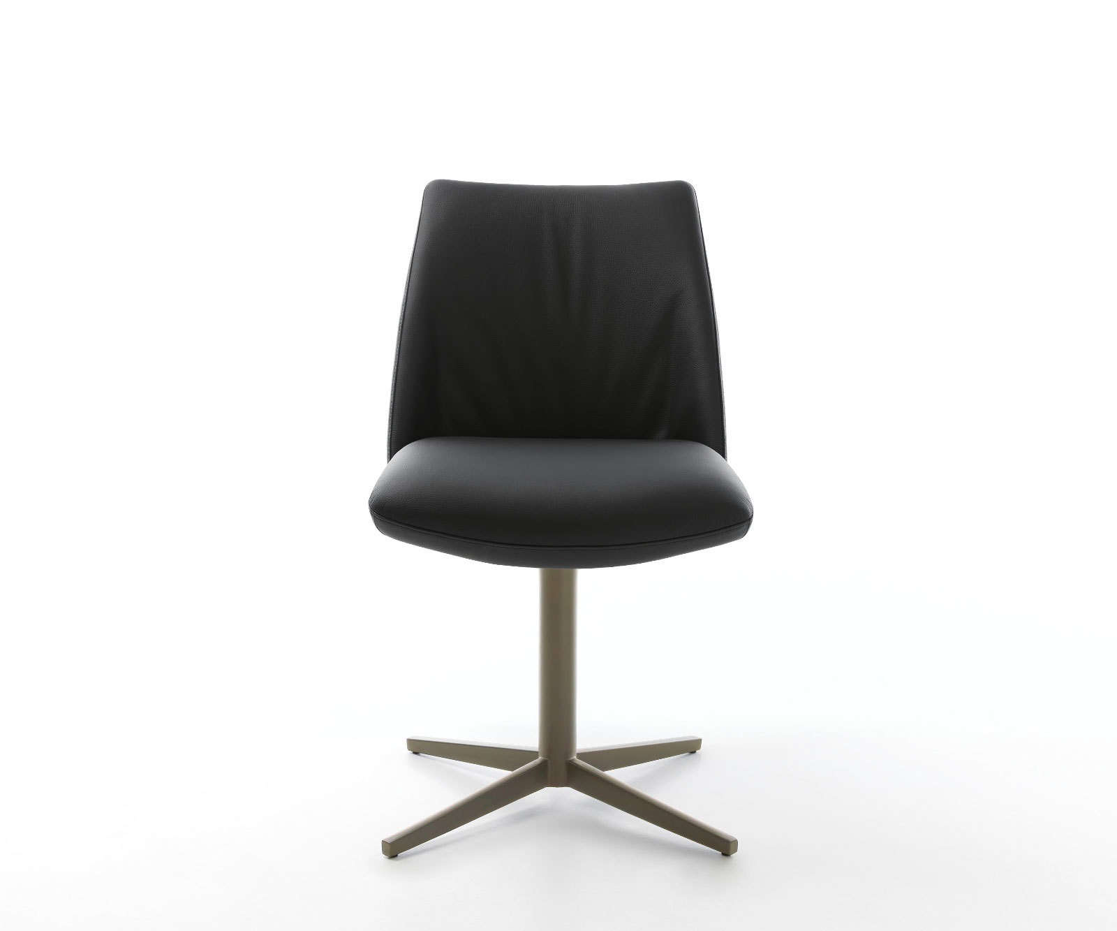 Étkezőszék Elso-Flex valódi bőr fekete titán effekt finish láb 360° forgatható zsákrugós - Image 2