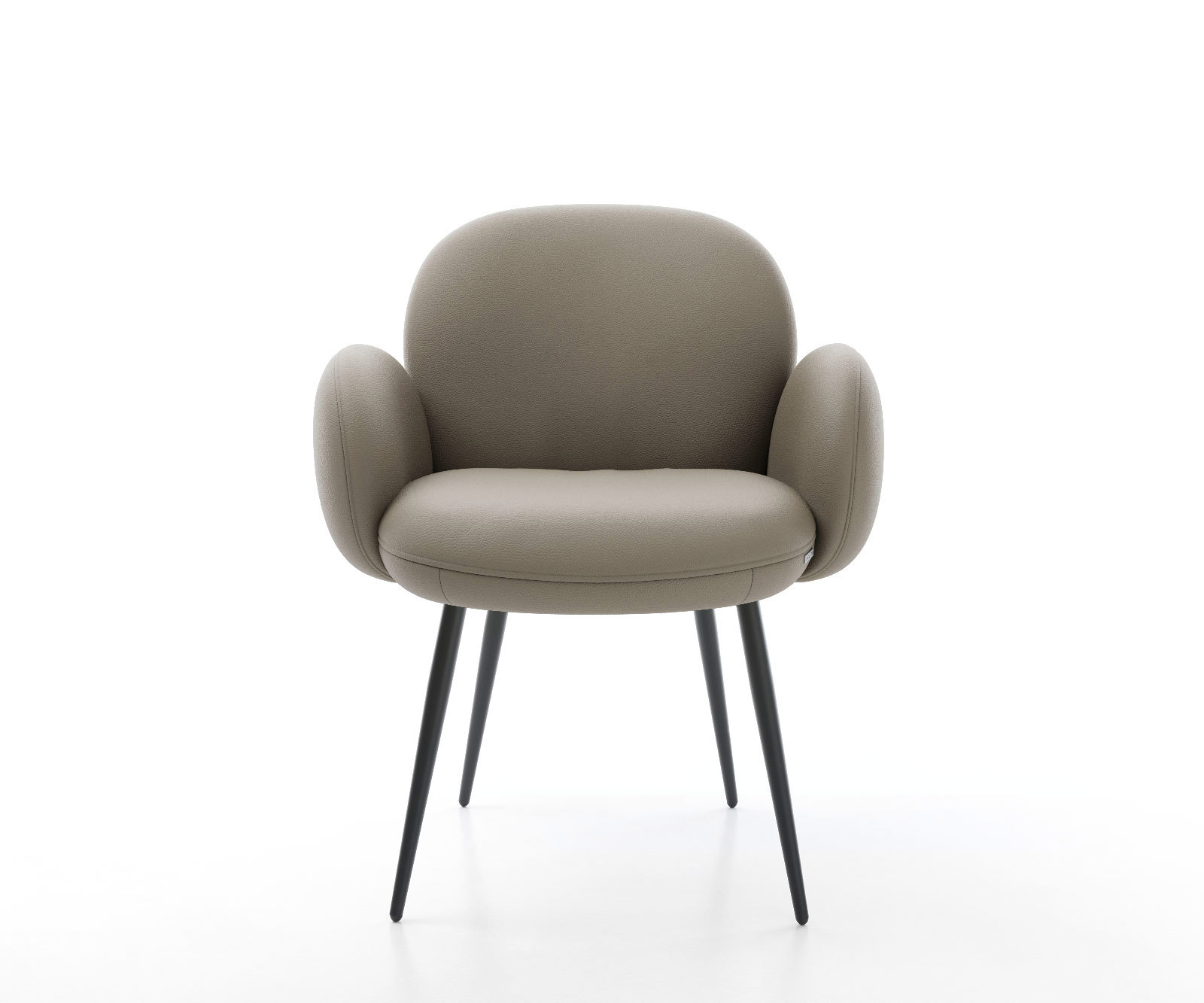 Étkezőszék Nube-Flex karfás valódi bőr sötét bézs 4 lábas kúpos fekete zsákrugós - Image 2