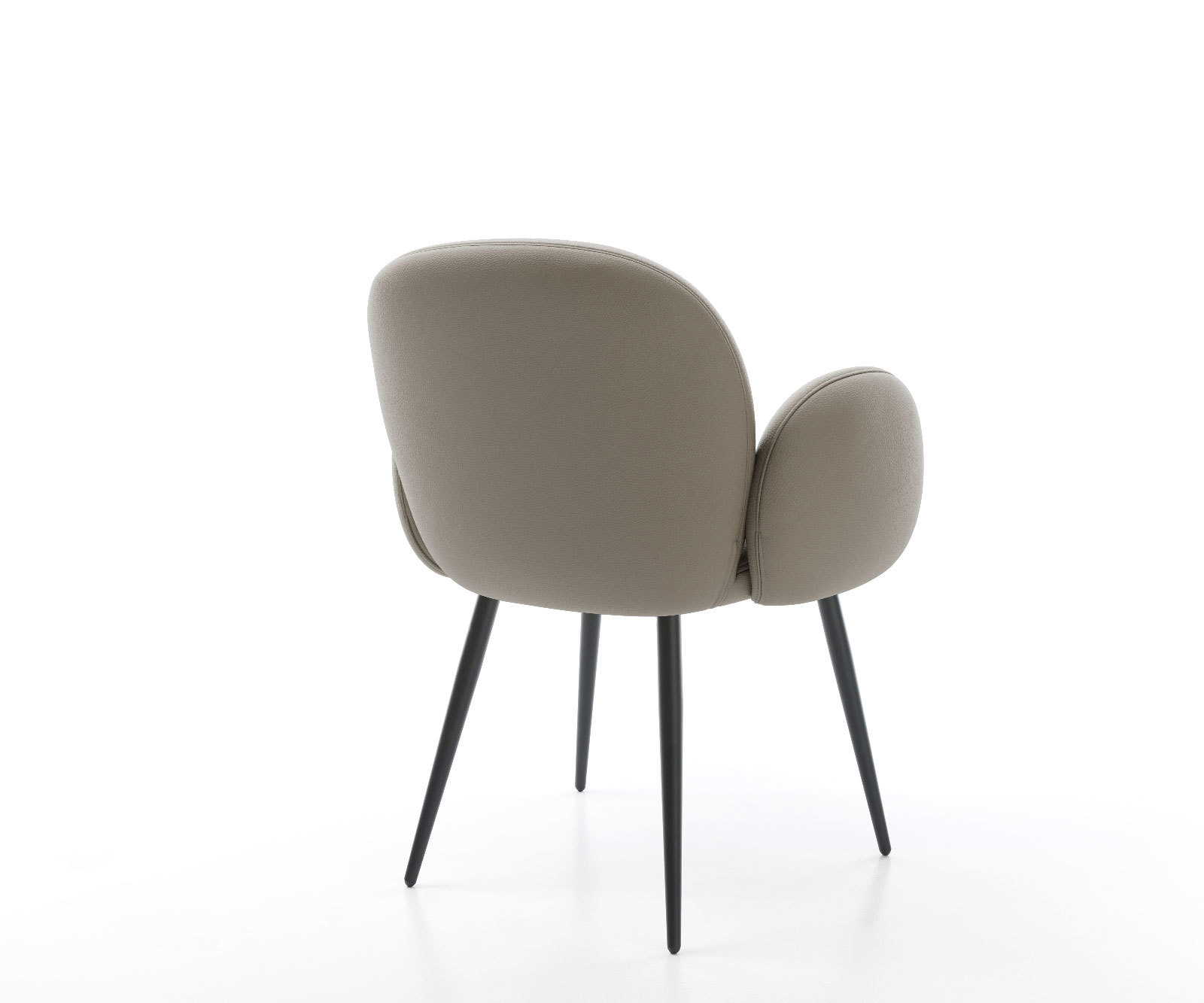 Étkezőszék Nube-Flex karfás valódi bőr sötét bézs 4 lábas kúpos fekete zsákrugós - Image 5