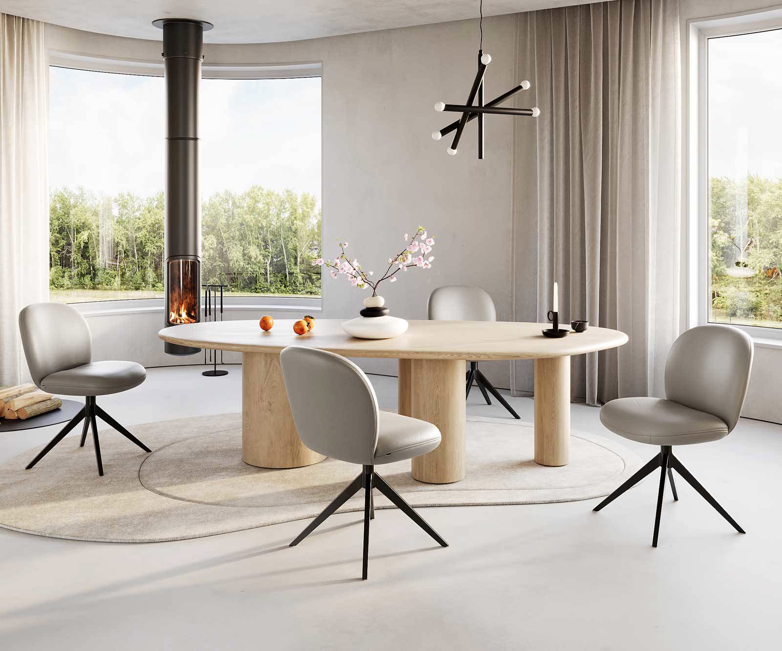 Étkezőszék Nube-Flex valódi bőr sötét bézs kereszt láb széles fekete 360° forgatható zsákrugós - Image 5