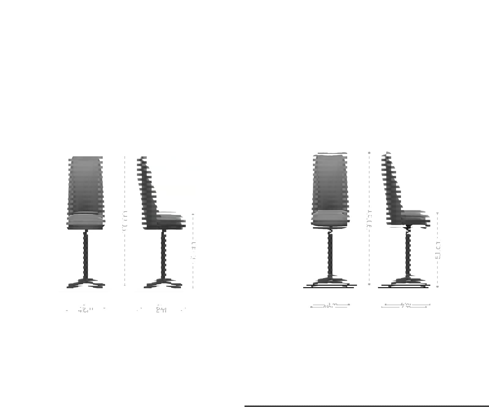 Étkezőszék Elso-Flex plüss kordbársony ezüstszürke fekete láb 360° forgatható zsákrugós - Image 6