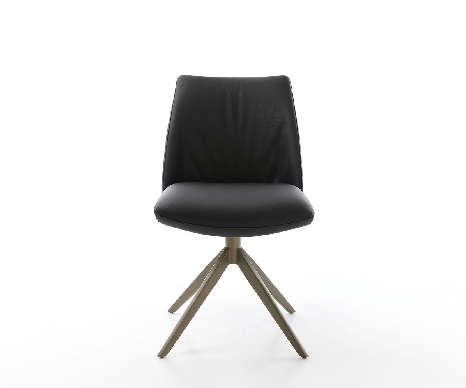 Étkezőszék Elso-Flex valódi bőr fekete kereszt láb széles titán effekt felület 360° forgatható zsákrugó - Image 2