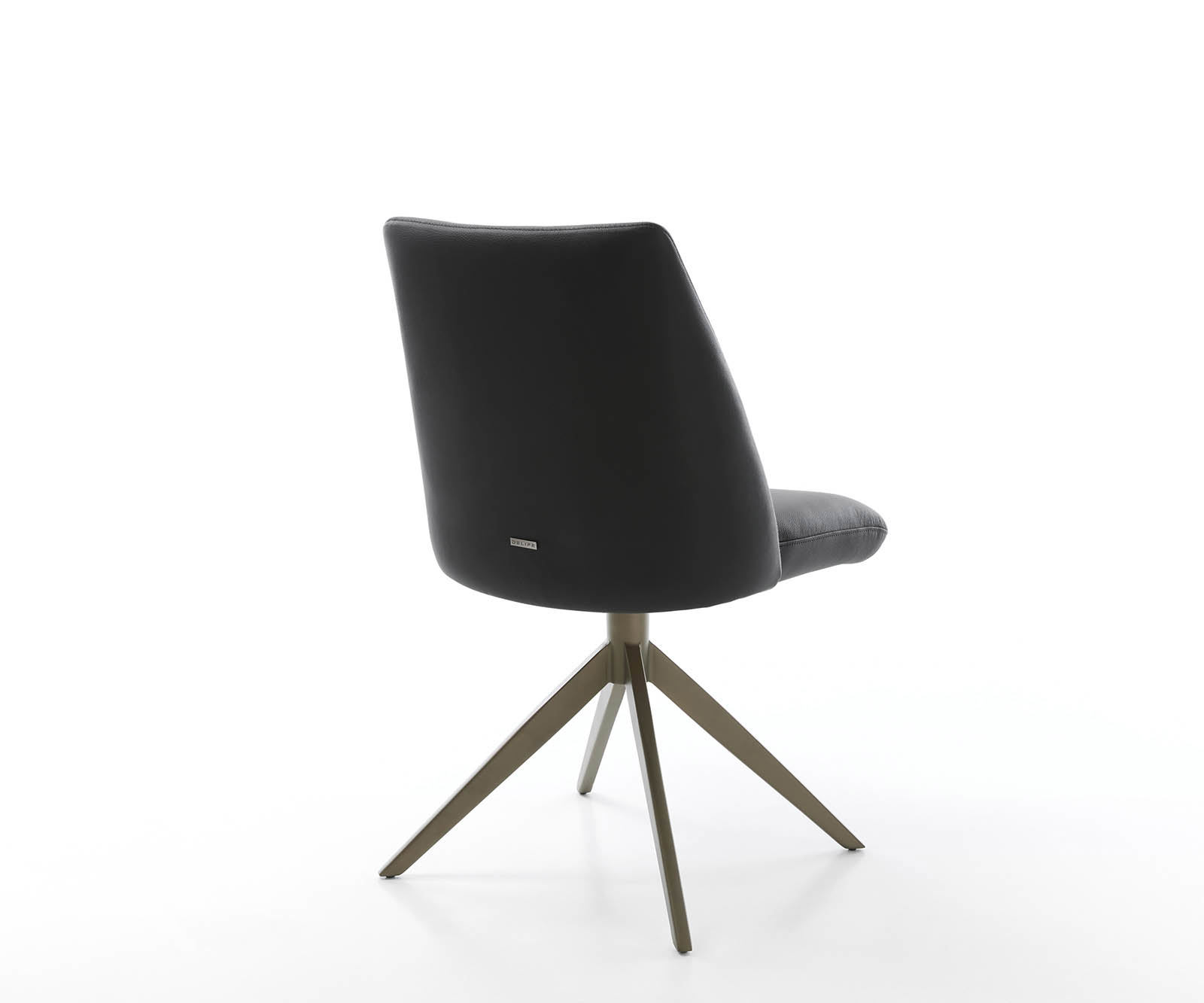 Étkezőszék Elso-Flex valódi bőr fekete kereszt láb széles titán effekt felület 360° forgatható zsákrugó - Image 5