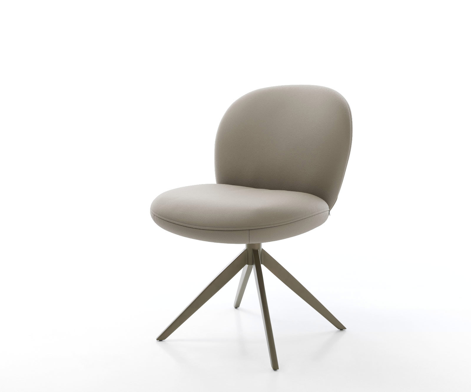 Étkezőszék Nube-Flex valódi bőr sötét bézs kereszt láb széles titán effekt felület 360° forgatható zsákrugós matrac